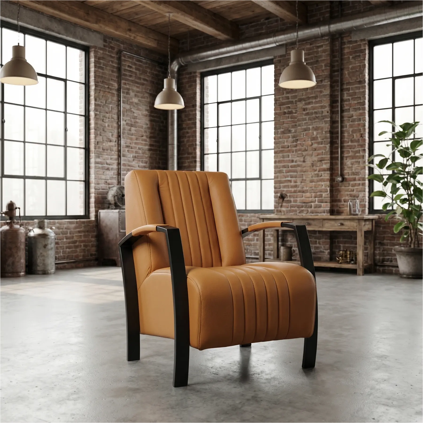 afbeelding van Leren fauteuil Glamour - Toledo Sabbia (lichtcognac)