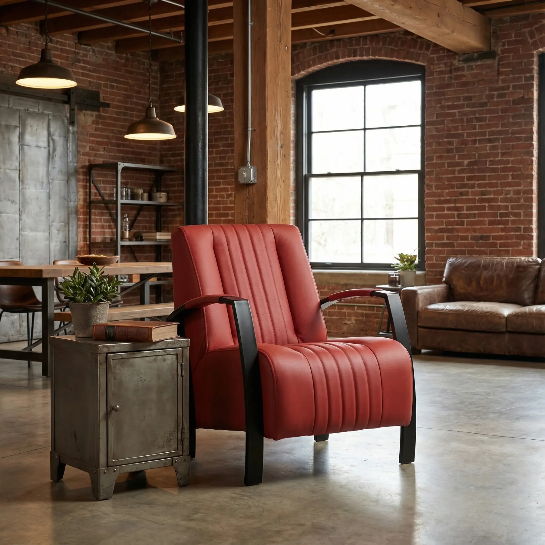 afbeelding van Leren fauteuil Glamour - Toledo Siegelstein (rood)