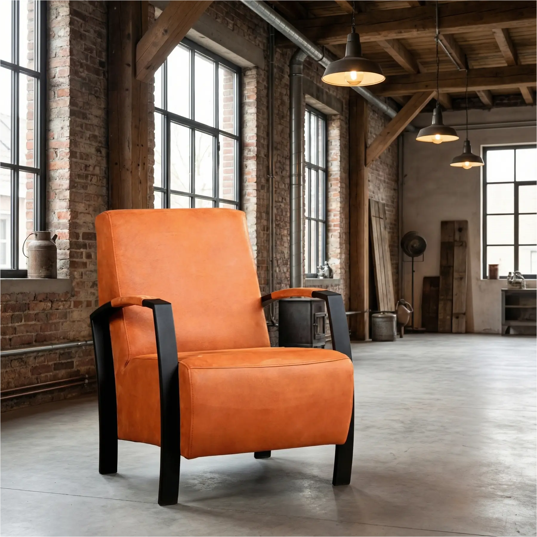 afbeelding van Leren fauteuil Glory - Kenia Rost (oranje)