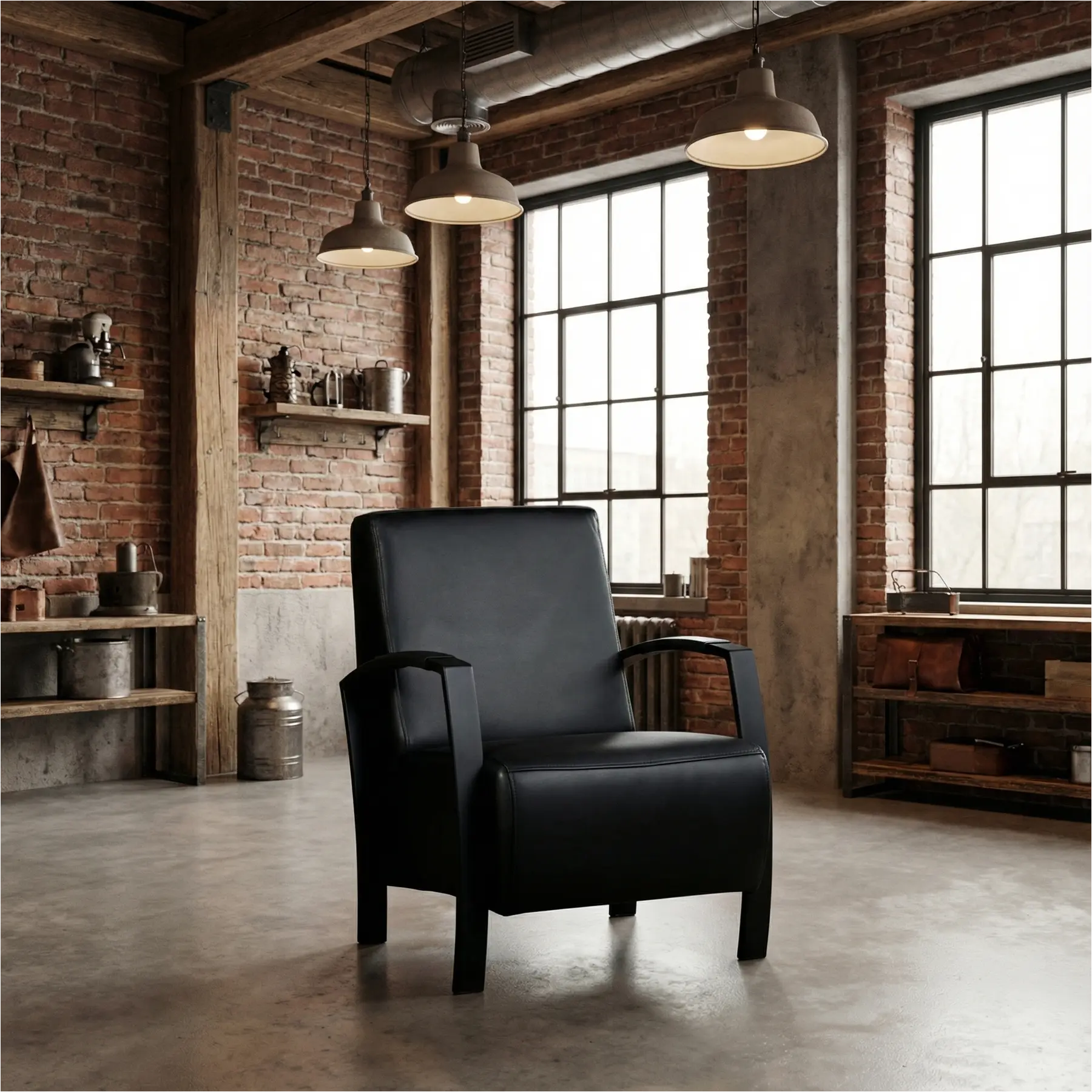 afbeelding van Leren fauteuil Glory - Massif Nero (zwart)