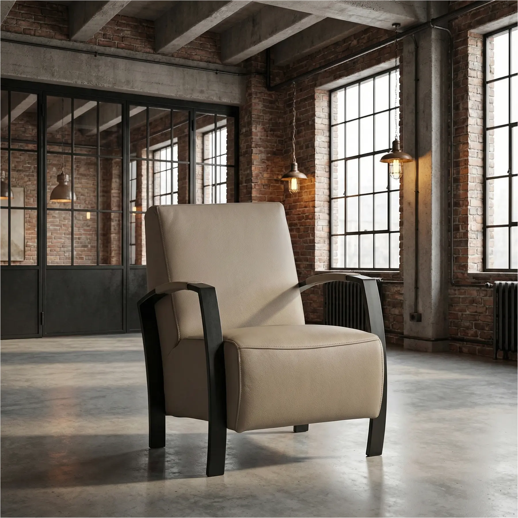 afbeelding van Leren fauteuil Glory - Toledo Khaki (taupe/bruin)