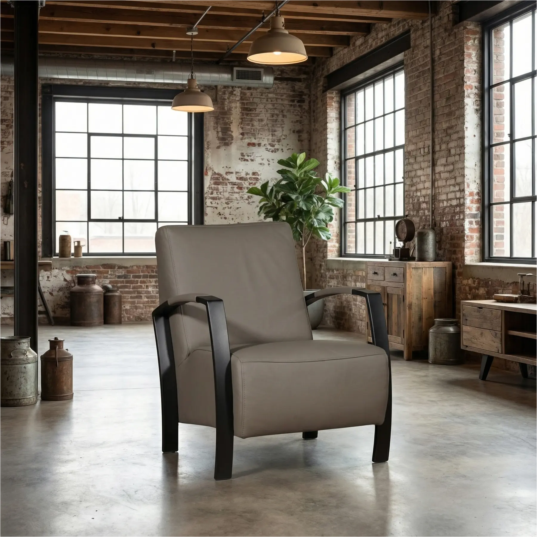 afbeelding van Leren fauteuil Glory - Toledo Smog (grijs)