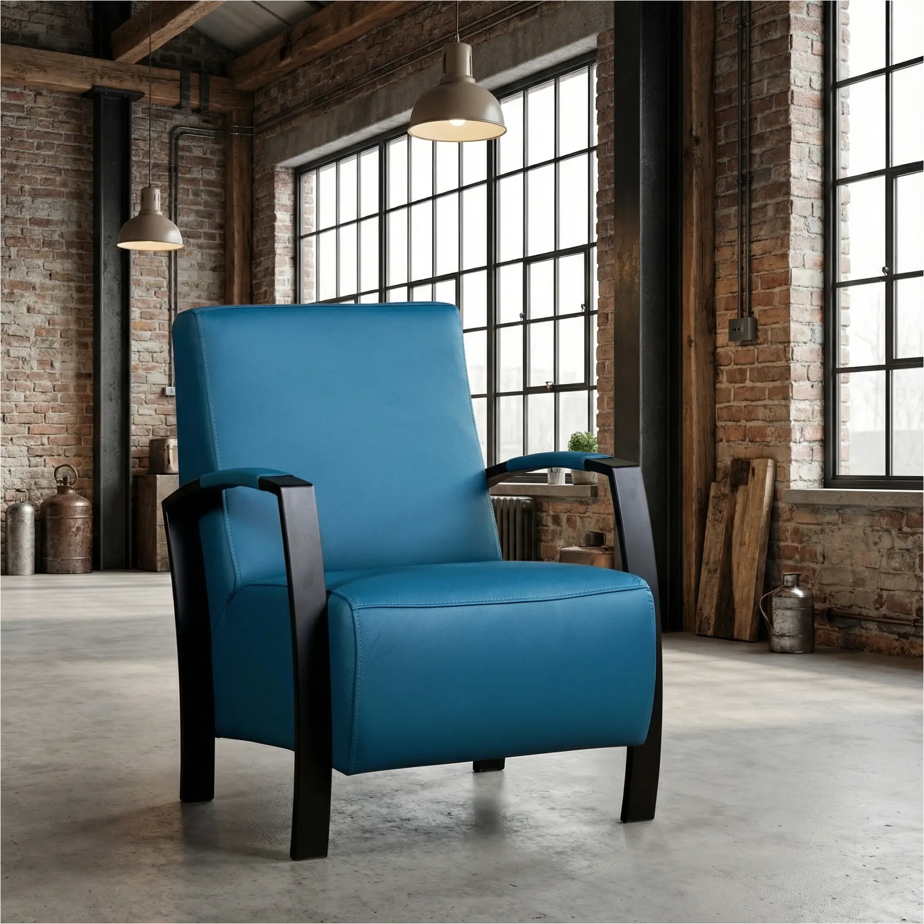 afbeelding van Leren fauteuil Glory - Toledo Turquoise (blauw)