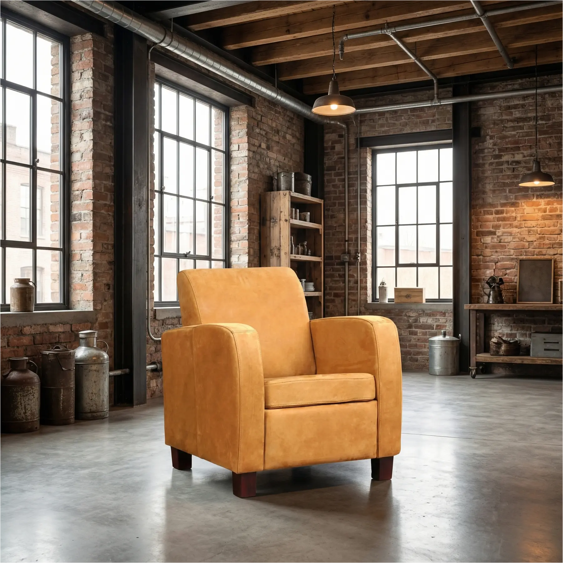 afbeelding van Leren fauteuil Joy - Kenia Cognac (cognac) - Poten hout zwart