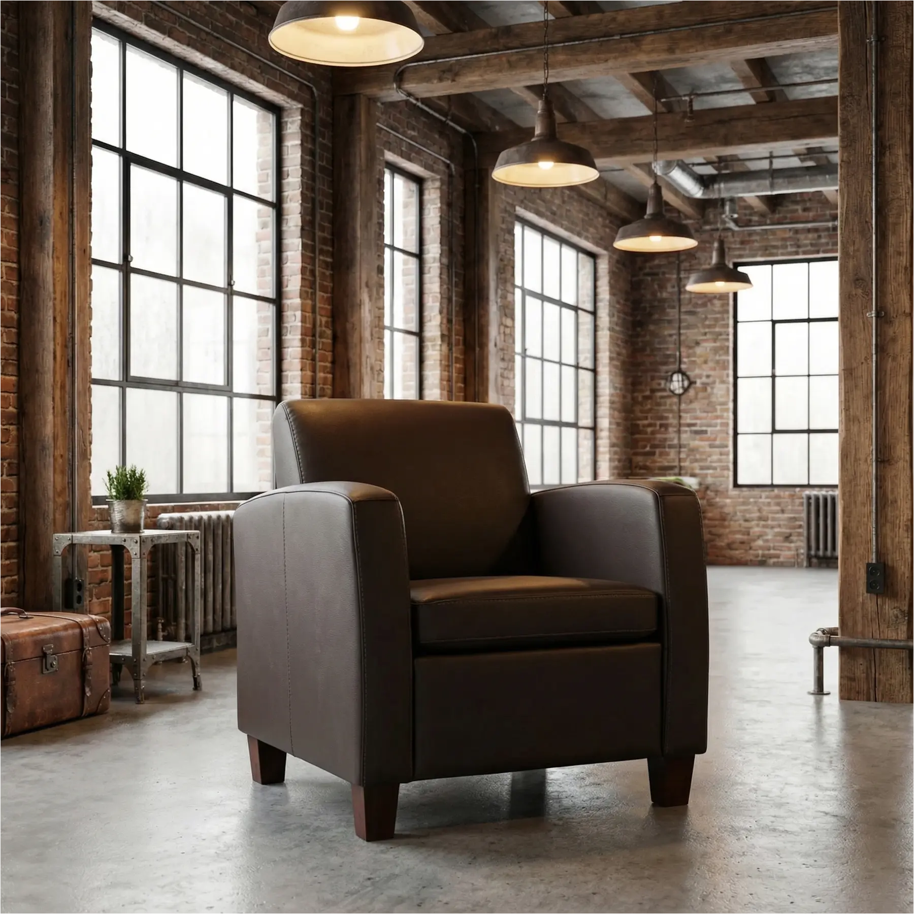 afbeelding van Leren fauteuil Joy - Toledo Caffe (donkerbruin) - Poten hout bruin