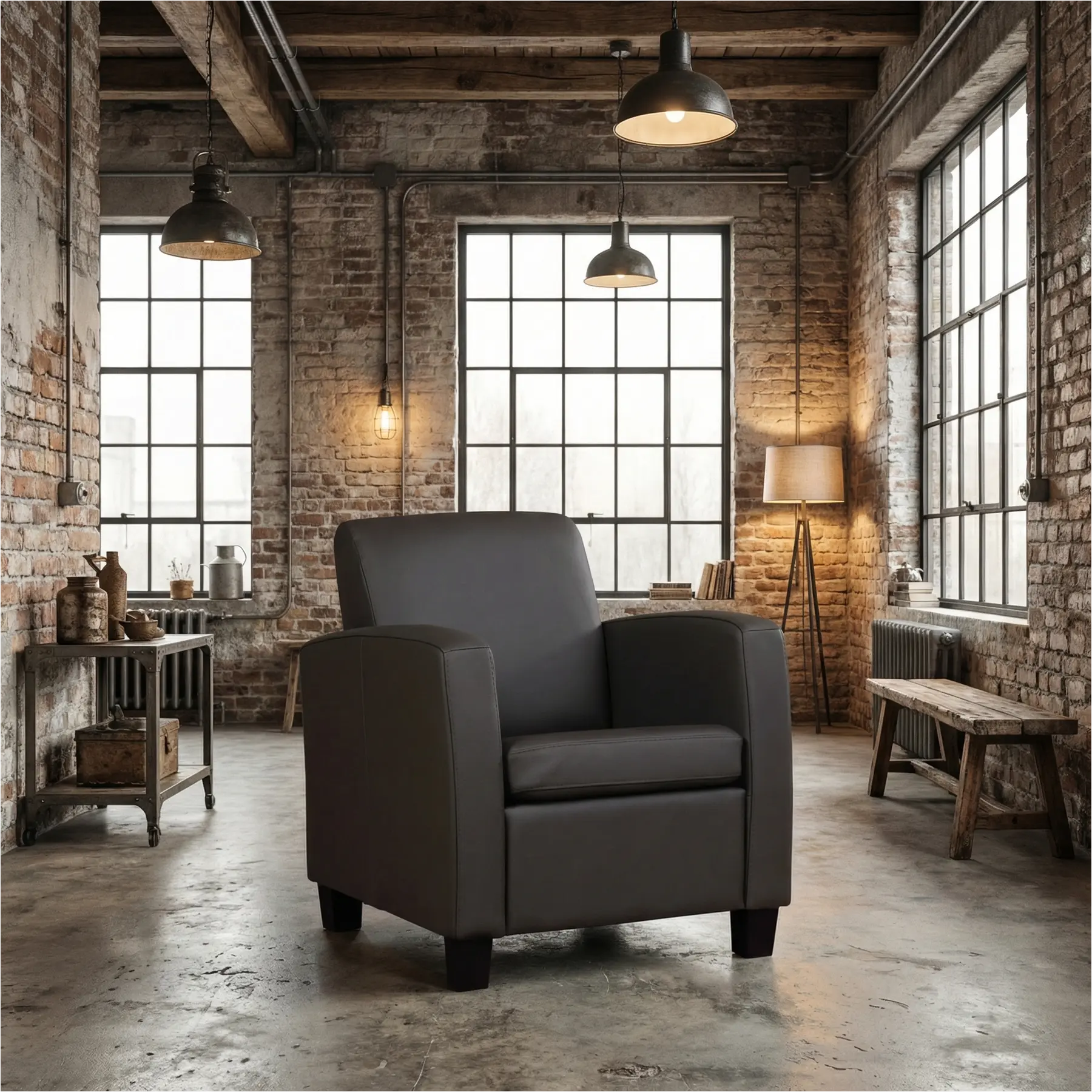 afbeelding van Leren fauteuil Joy - Toledo Caffe (donkerbruin) - Poten hout zwart