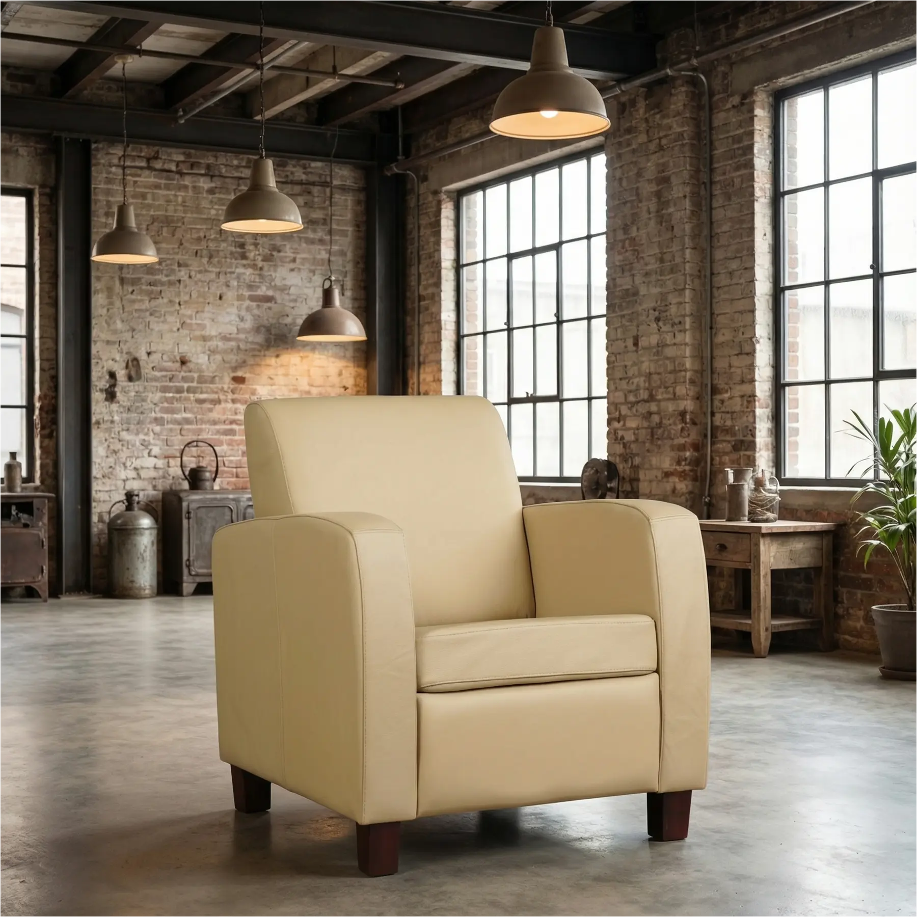 afbeelding van Leren fauteuil Joy - Toledo Kalahari (bruin) - Poten hout bruin