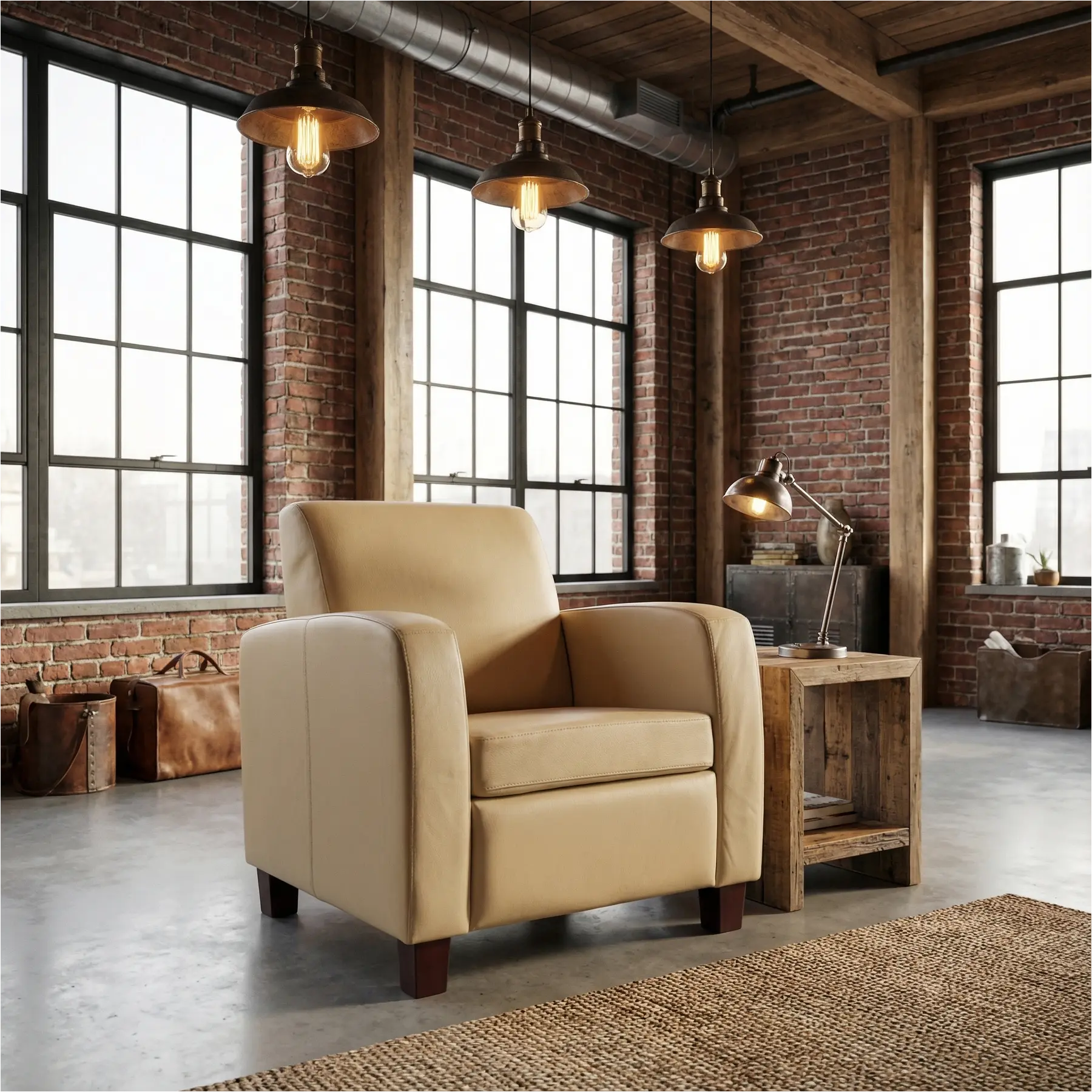 afbeelding van Leren fauteuil Joy - Toledo Kalahari (bruin) - Poten hout zwart