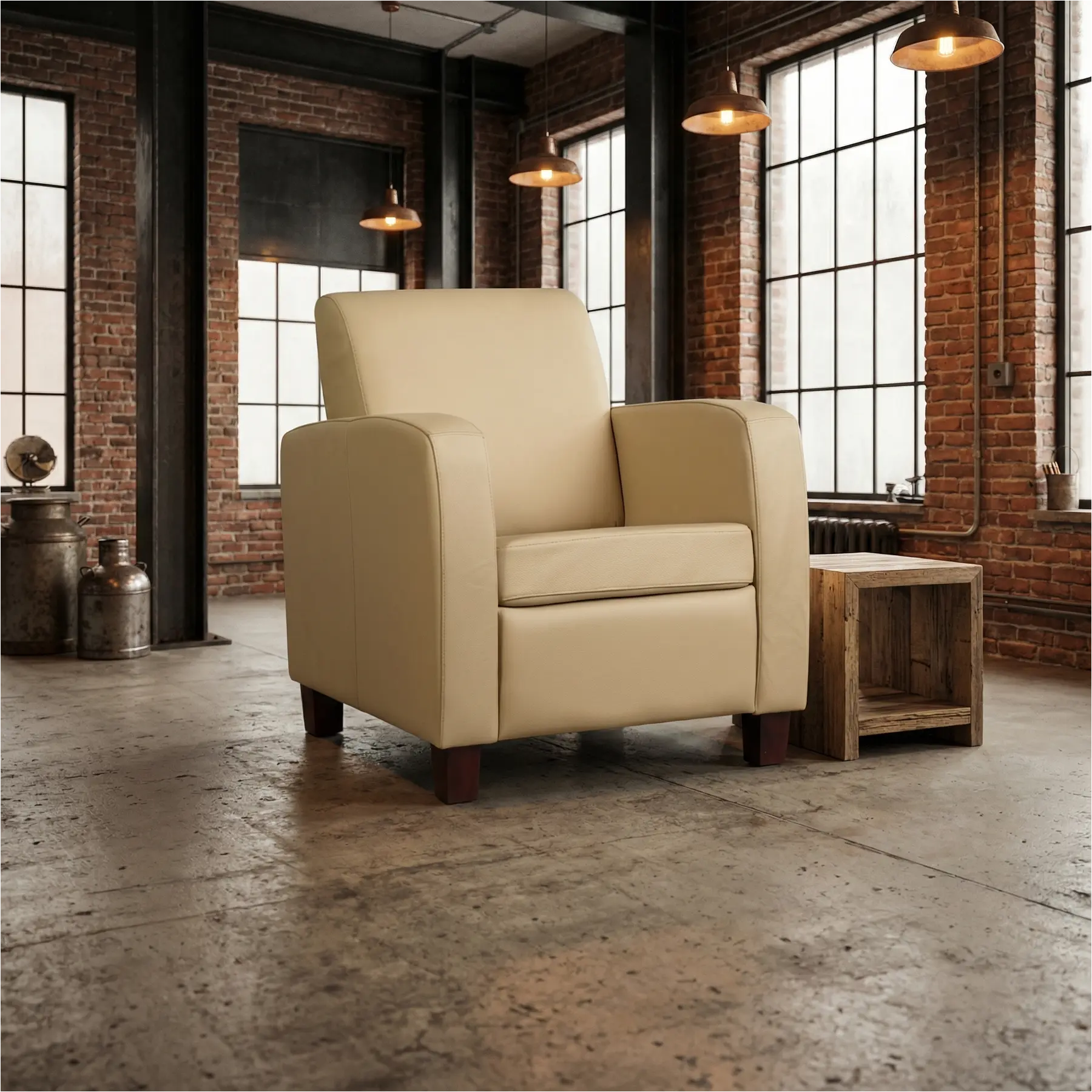 afbeelding van Leren fauteuil Joy - Toledo Kalahari (bruin) - Poten hout zwart