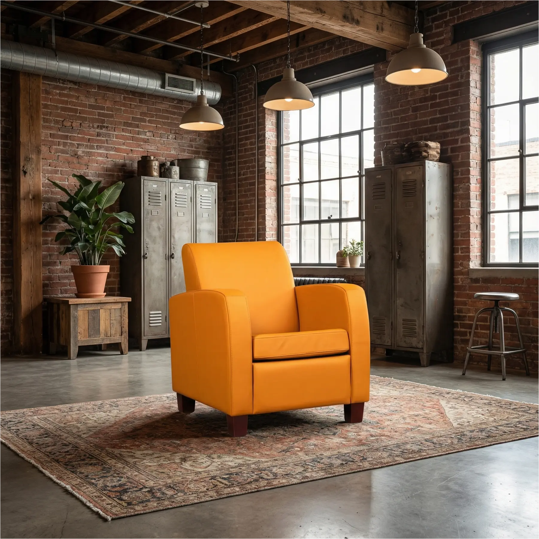 afbeelding van Leren fauteuil Joy - Toledo Leem (geel/bruin) - Poten hout zwart