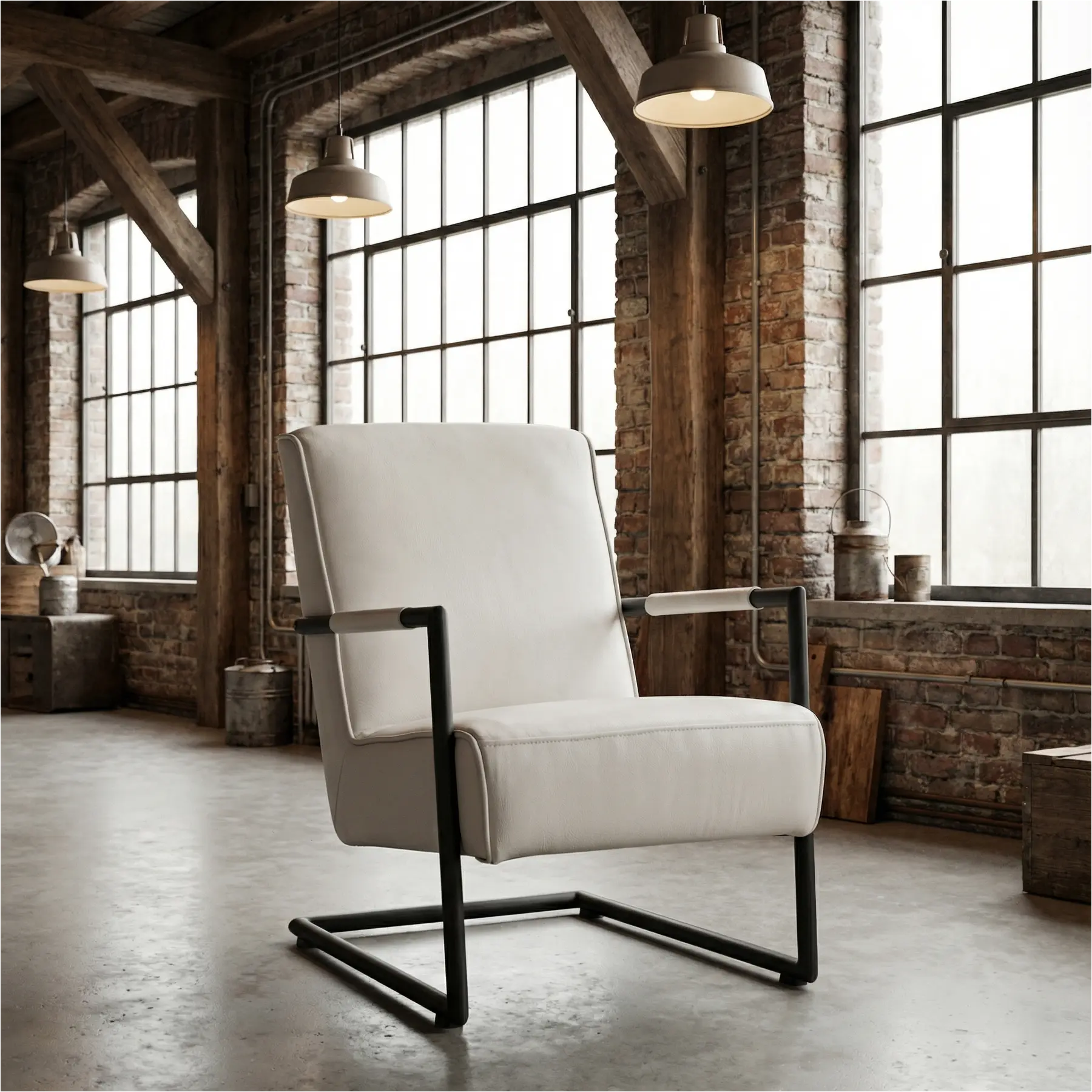 afbeelding van Leren fauteuil Lodge - Toledo Misty (crème)