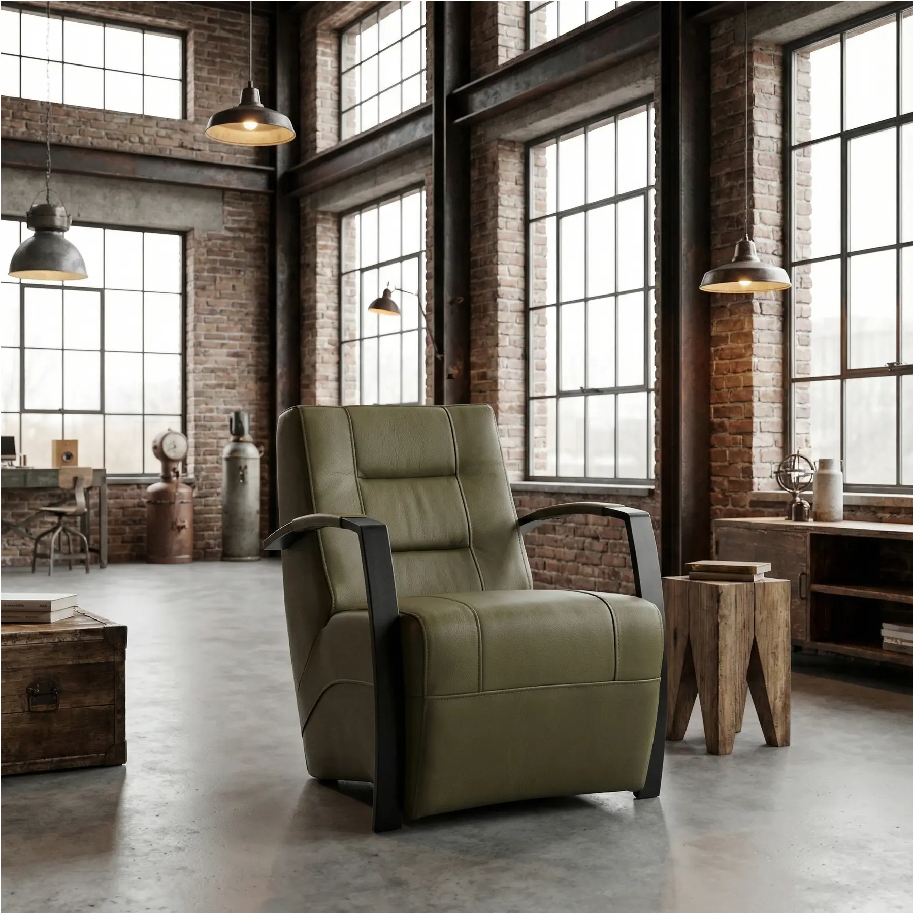 afbeelding van Leren fauteuil Magnificent - Toledo Olive (olijf/goen)