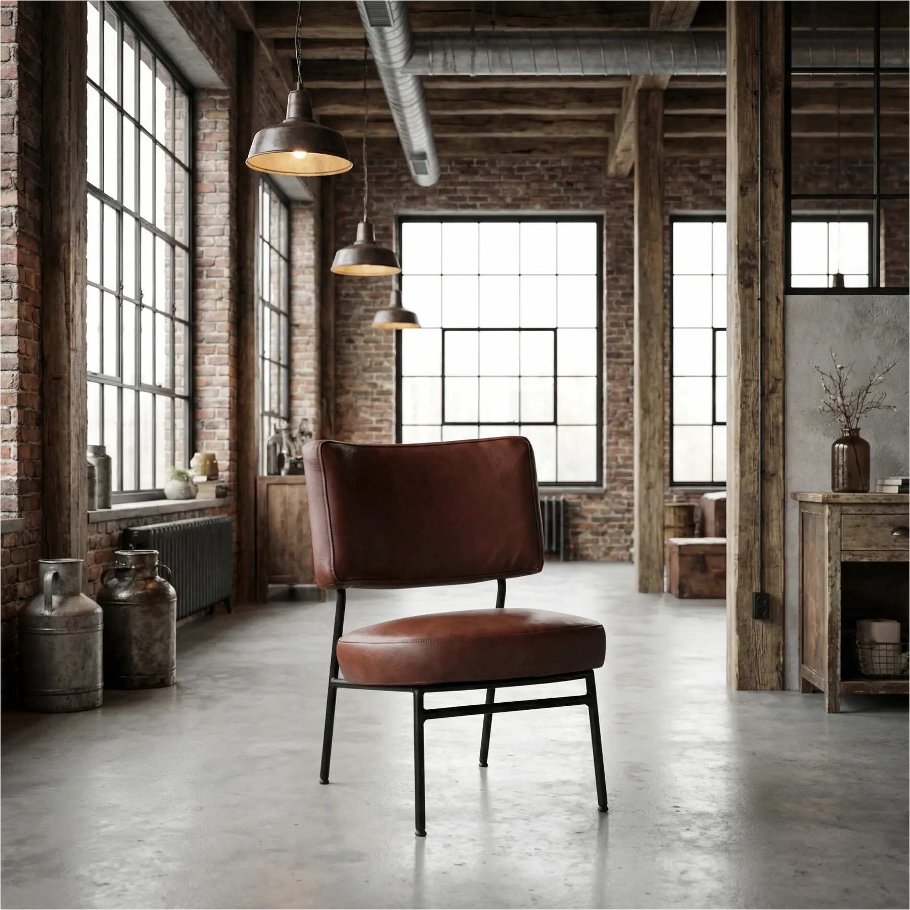 afbeelding van Leren fauteuil Rondo