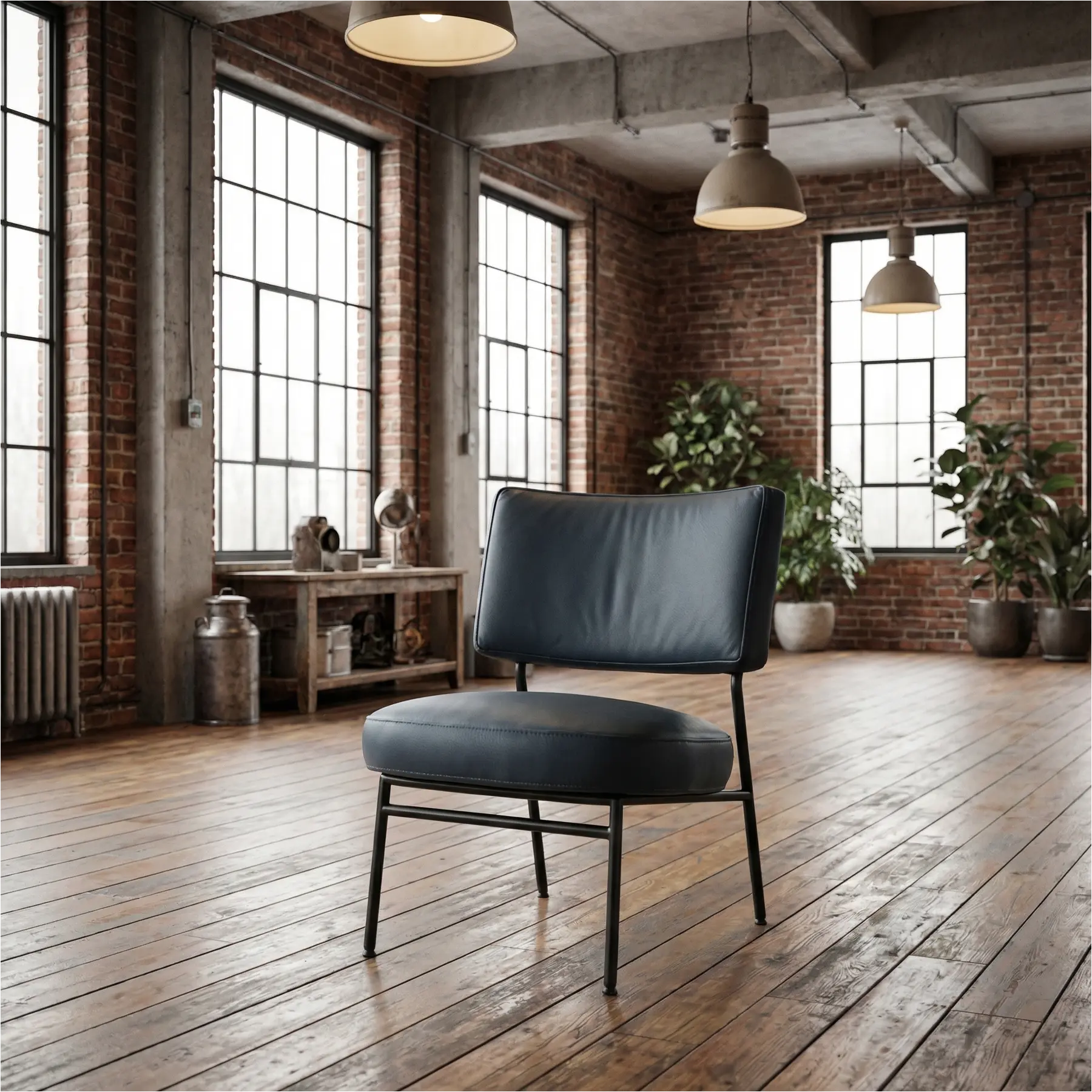 afbeelding van Leren fauteuil Rondo - Toledo Marine (blauw)