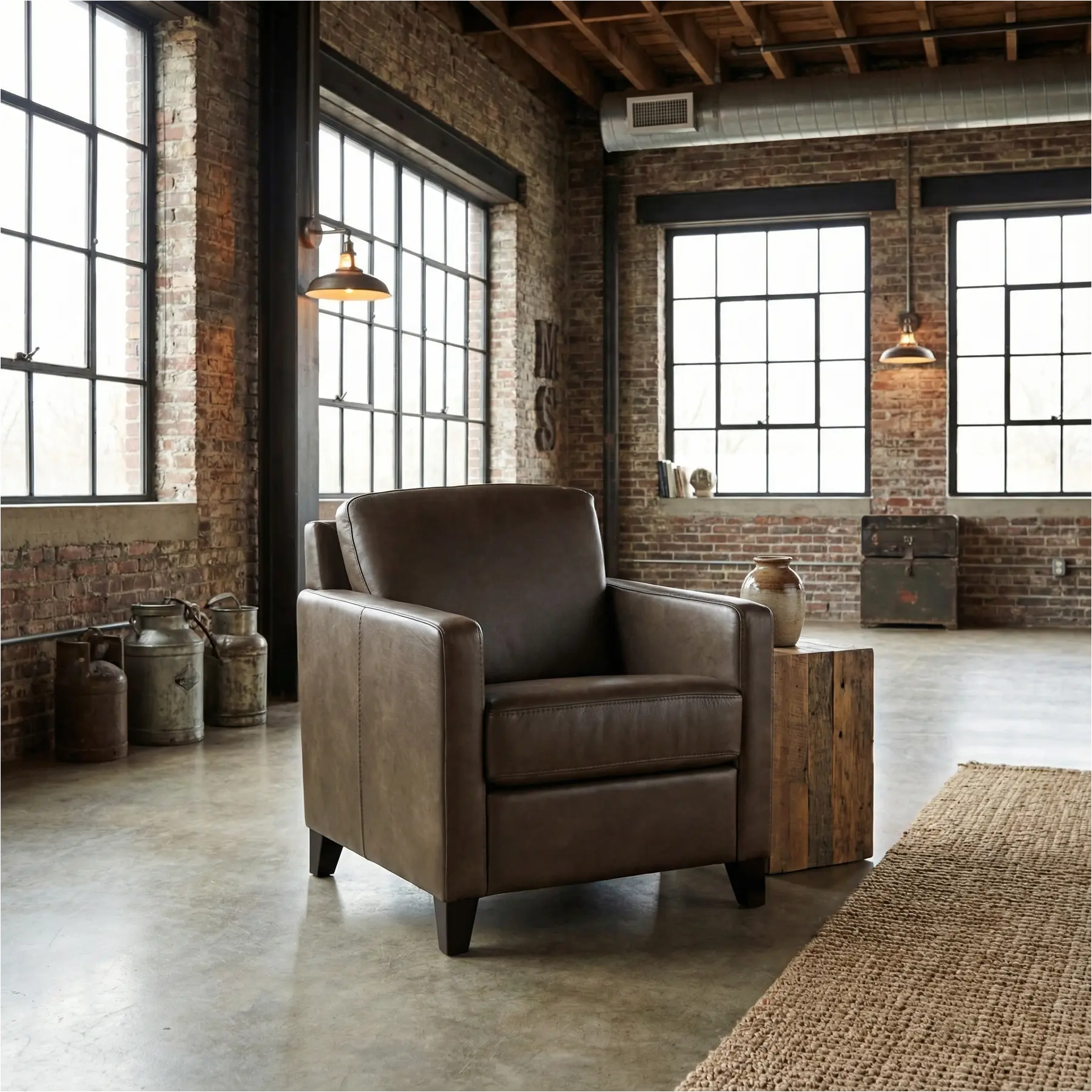 afbeelding van Leren fauteuil Smart - Granada Ash (grijs/bruin) - Poten hout zwart