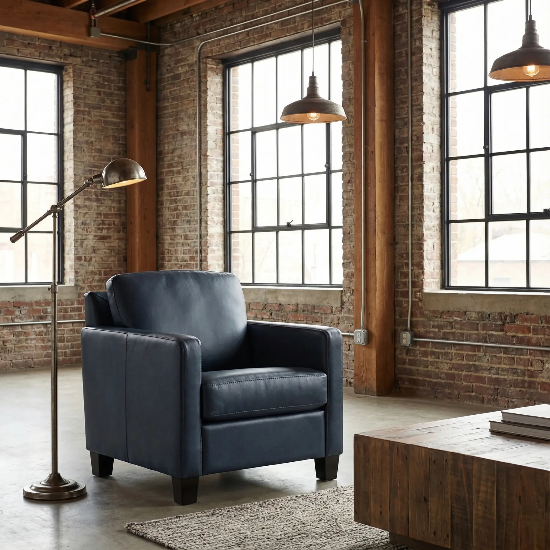 afbeelding van Leren fauteuil Smart - Granada Blue (blauw) - Poten hout zwart