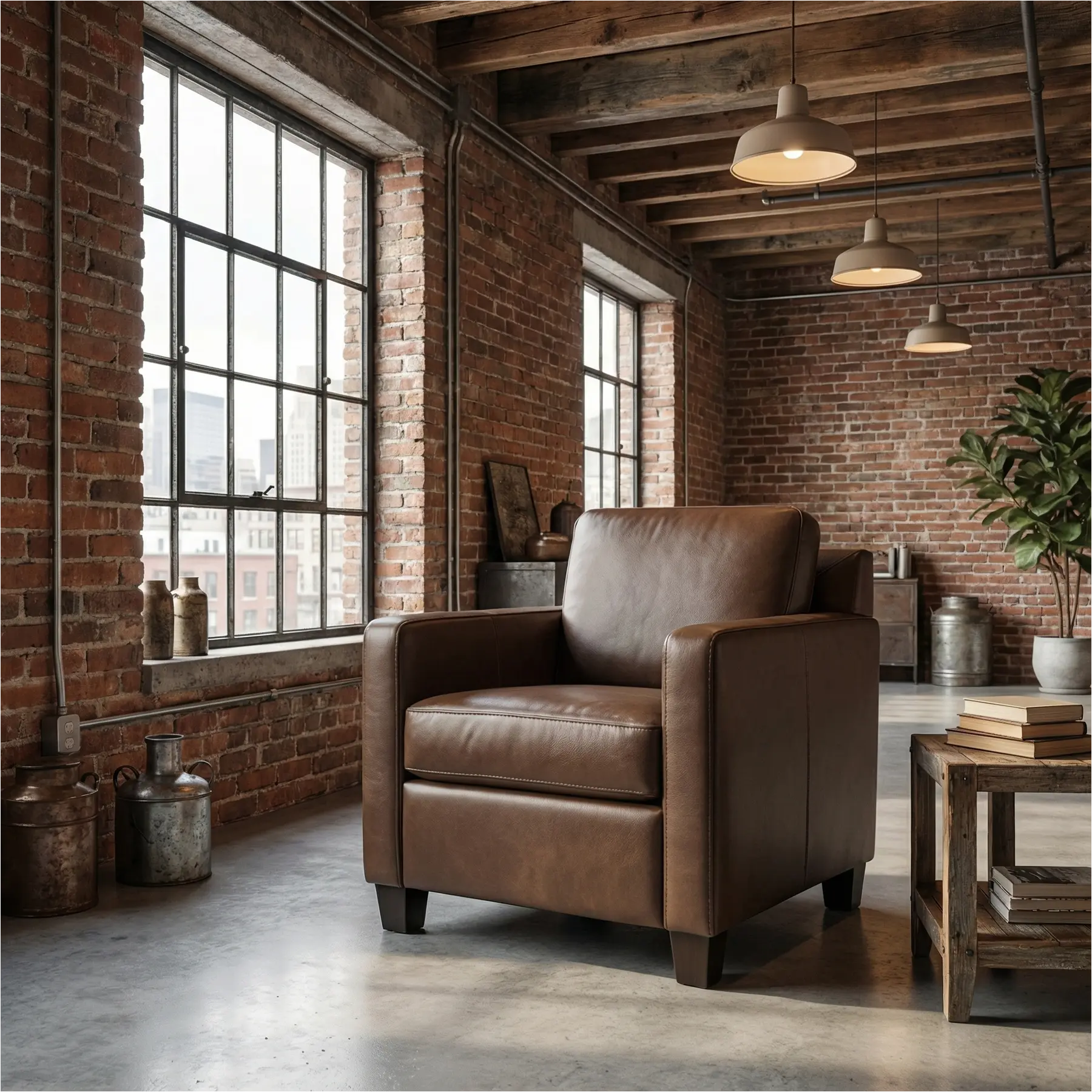 afbeelding van Leren fauteuil Smart - Granada Chocolate (bruin) - Poten hout zwart