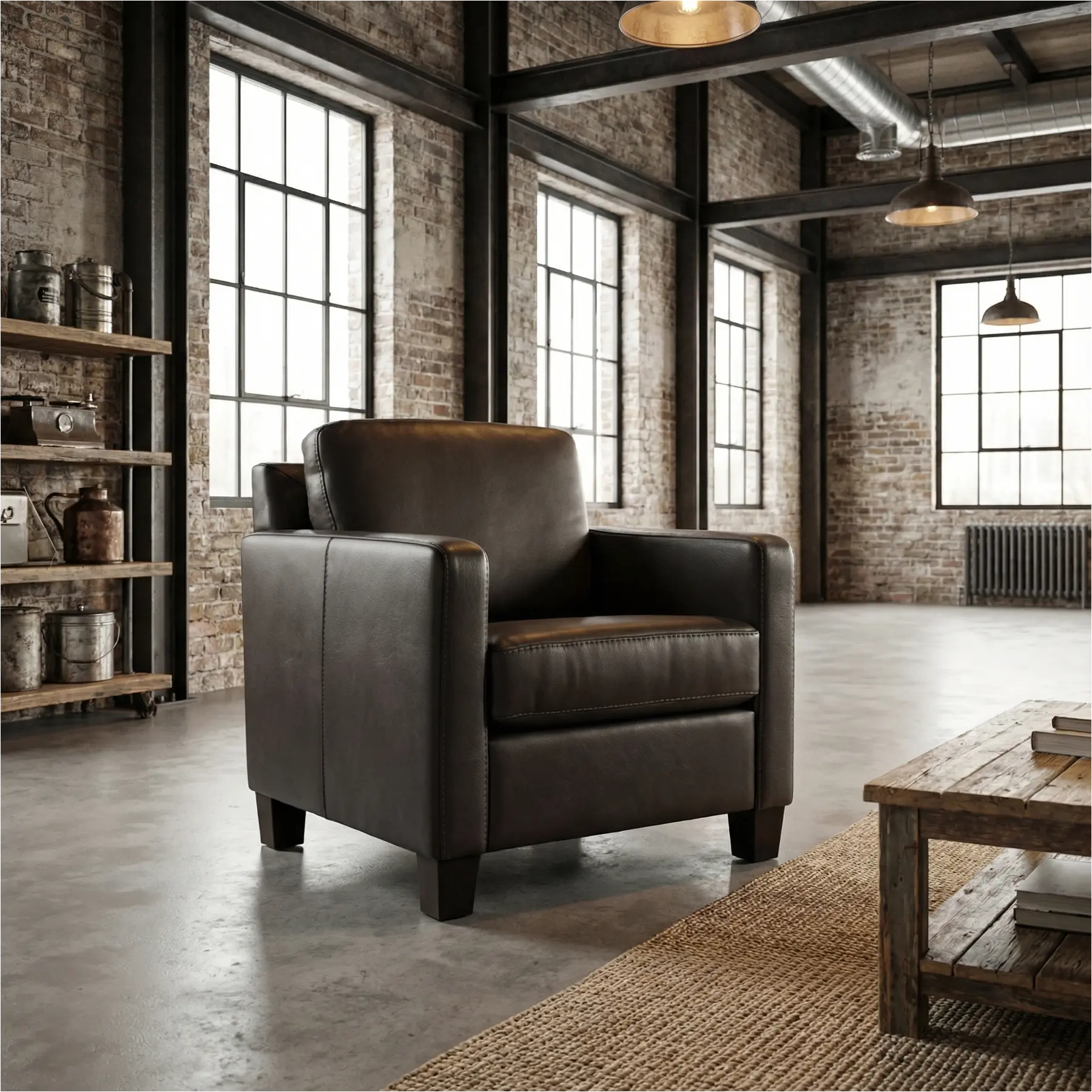 afbeelding van Leren fauteuil Smart - Granada Graphite (donkergrijs) - Poten hout zwart