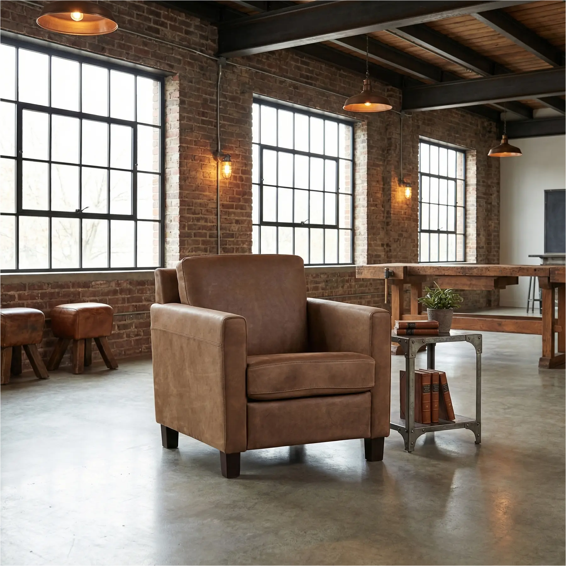 afbeelding van Leren fauteuil Smart - Kenia Brown (bruin) - Poten hout bruin