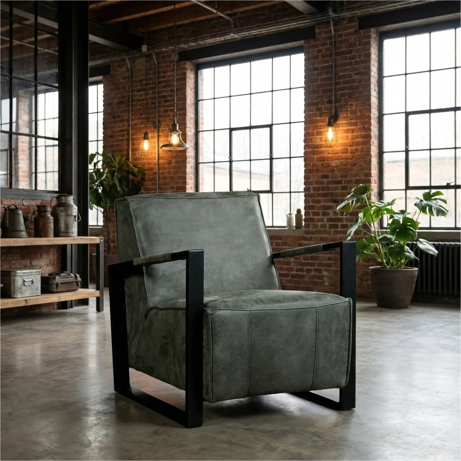 afbeelding van Leren fauteuil Touch - Kenia Antracite (grijs)