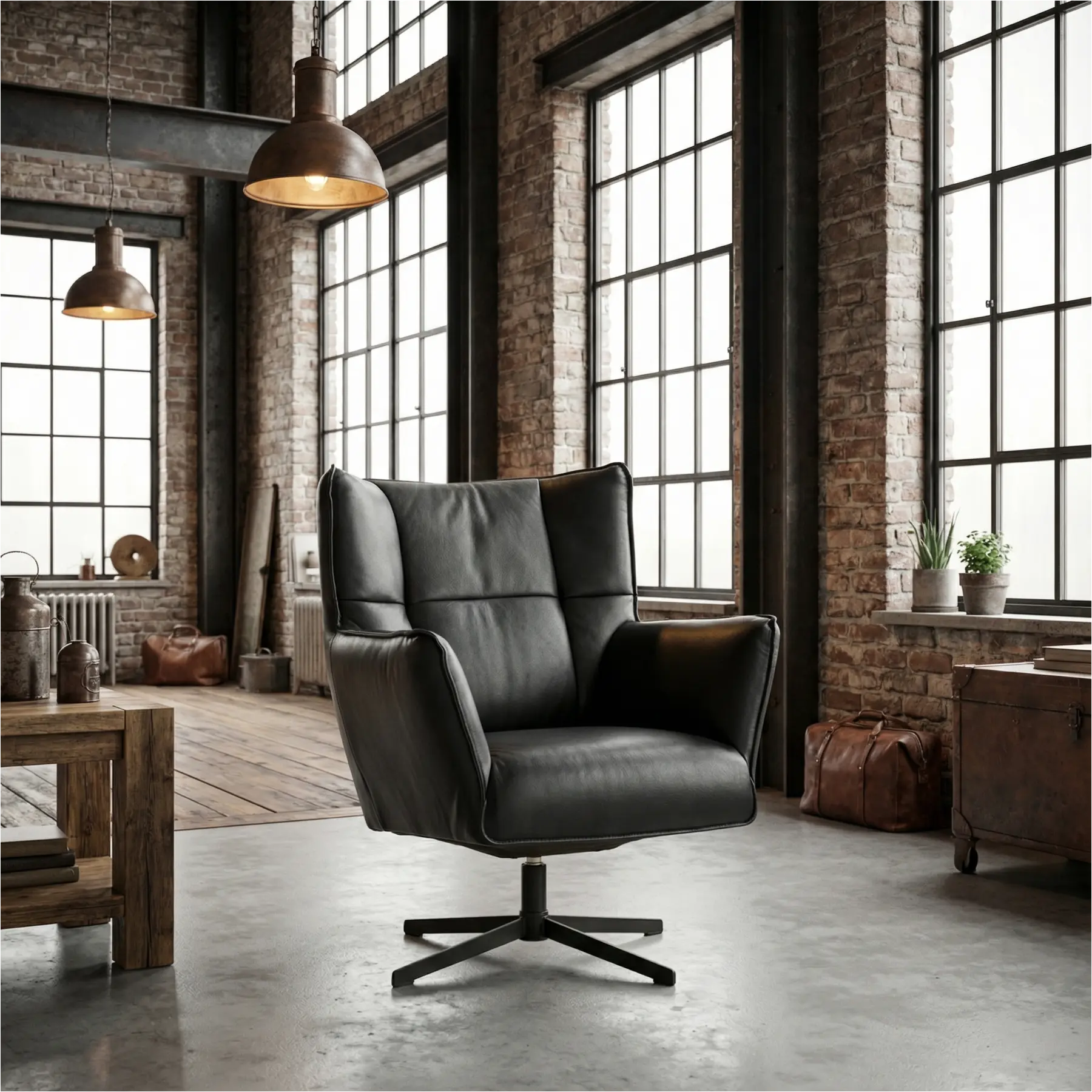 afbeelding van Leren draaifauteuil Lovely