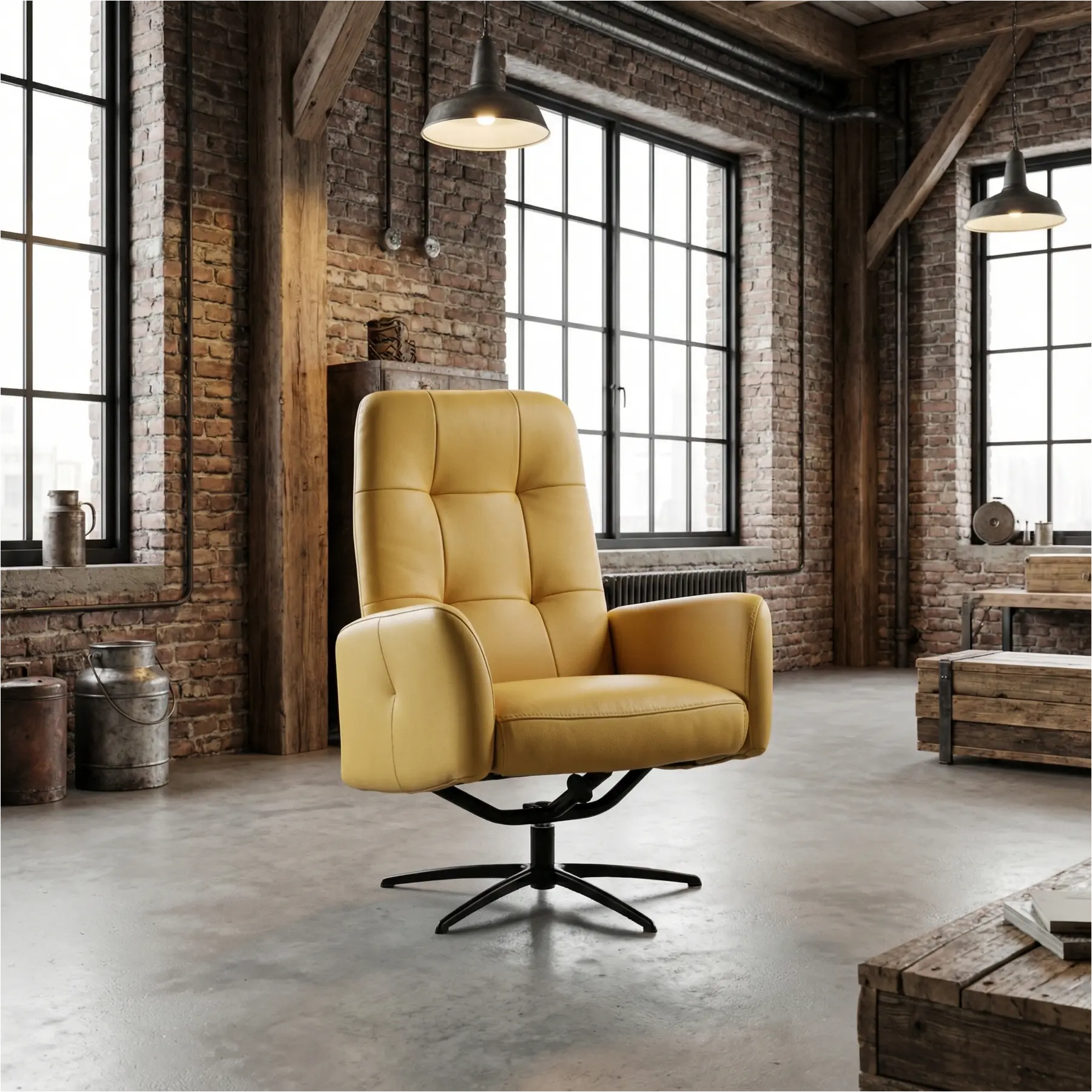 afbeelding van Leren draaifauteuil Pulse - Toledo Giallo (geel) - Stervoet zwart