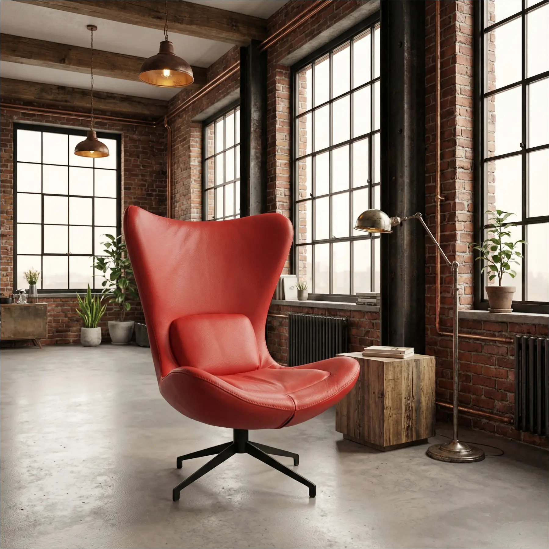 afbeelding van Leren draaifauteuil Soul - Toledo Ferrari (felrood) - Stervoet zwart