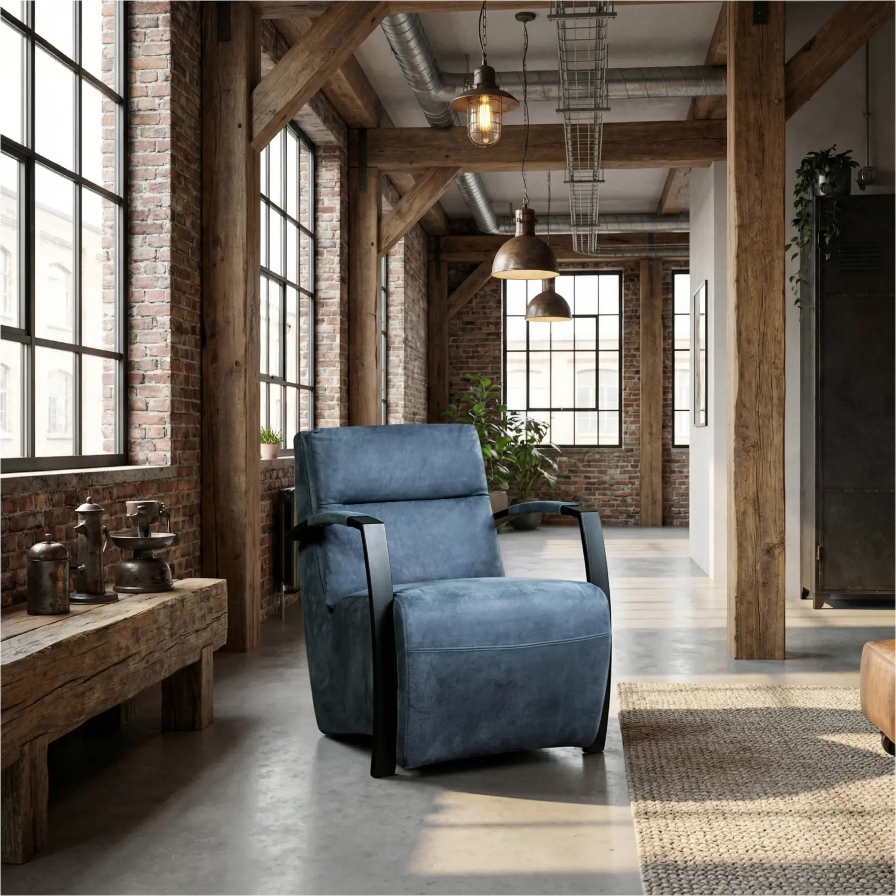 afbeelding van Leren fauteuil Arrival - Kenia Denim (blauw)