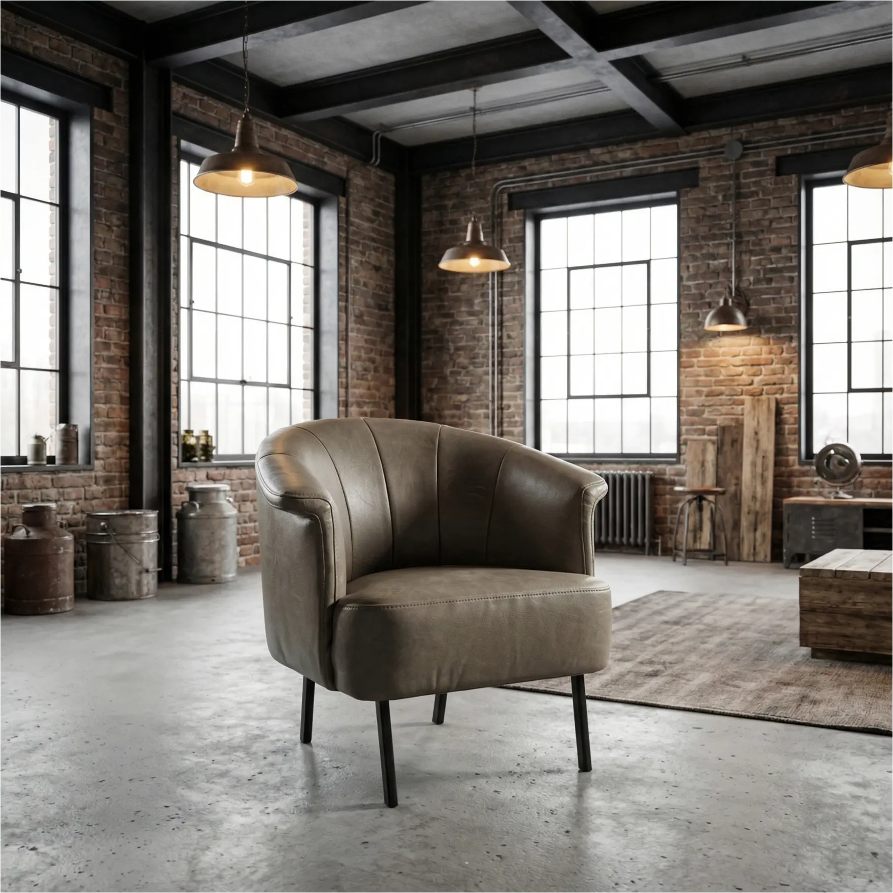 afbeelding van Leren fauteuil Embrace - Vintage Stone (grijs)