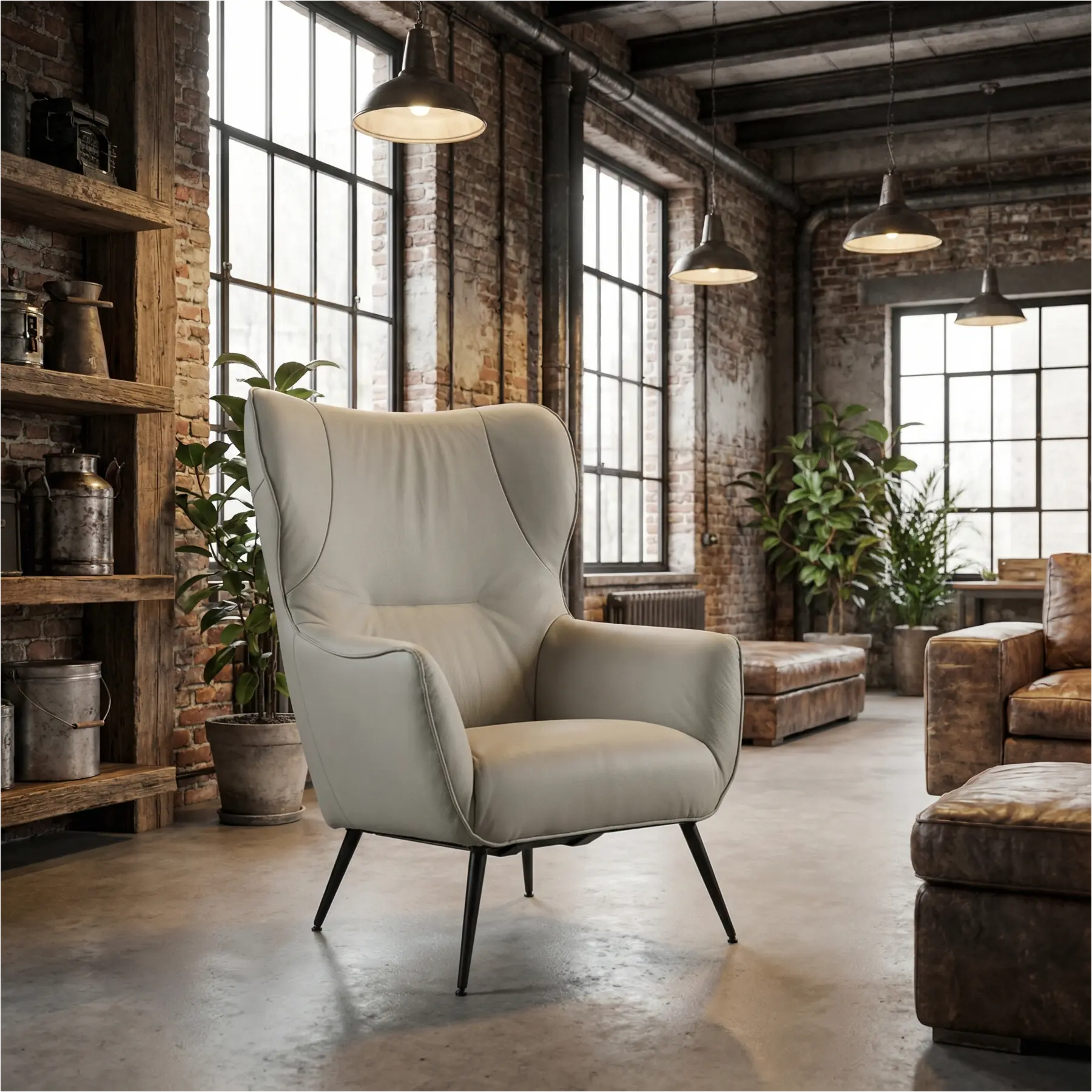afbeelding van Leren fauteuil Flair - Toledo Perle (lichtgrijs)