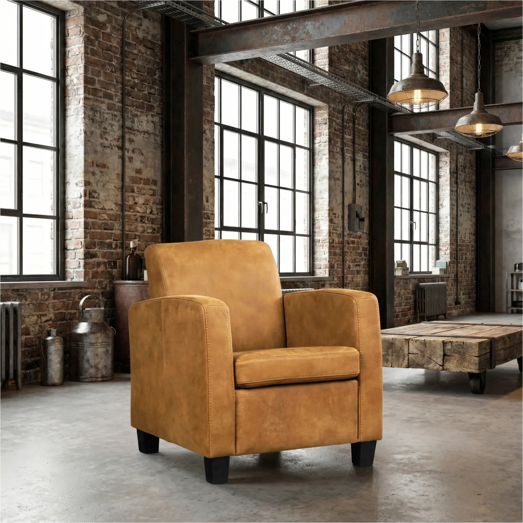 afbeelding van Leren fauteuil Joy - Kenia Walnut (cognac) - Poten hout bruin