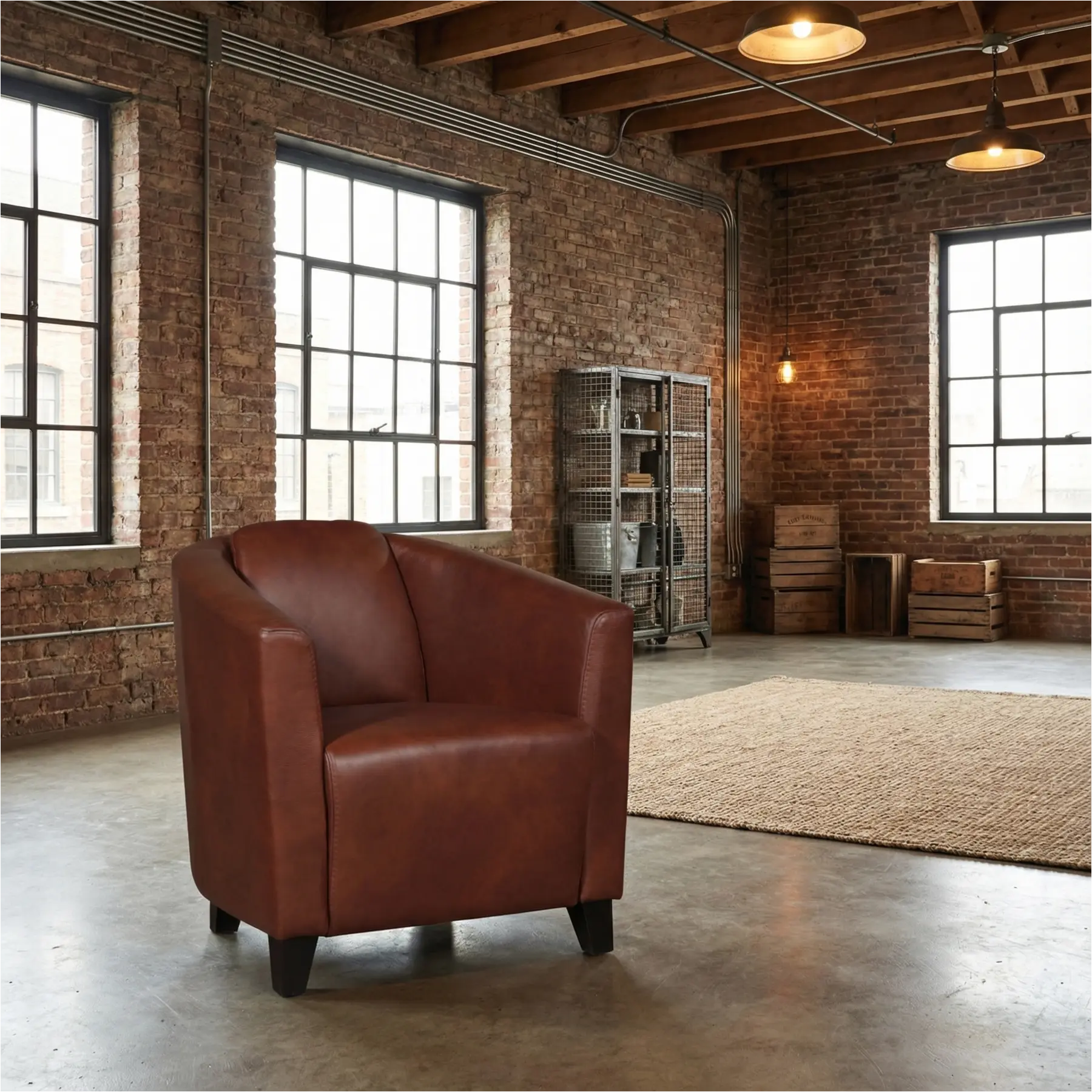 afbeelding van Leren fauteuil Press - Granada Savannah (cognac) - Poten hout zwart