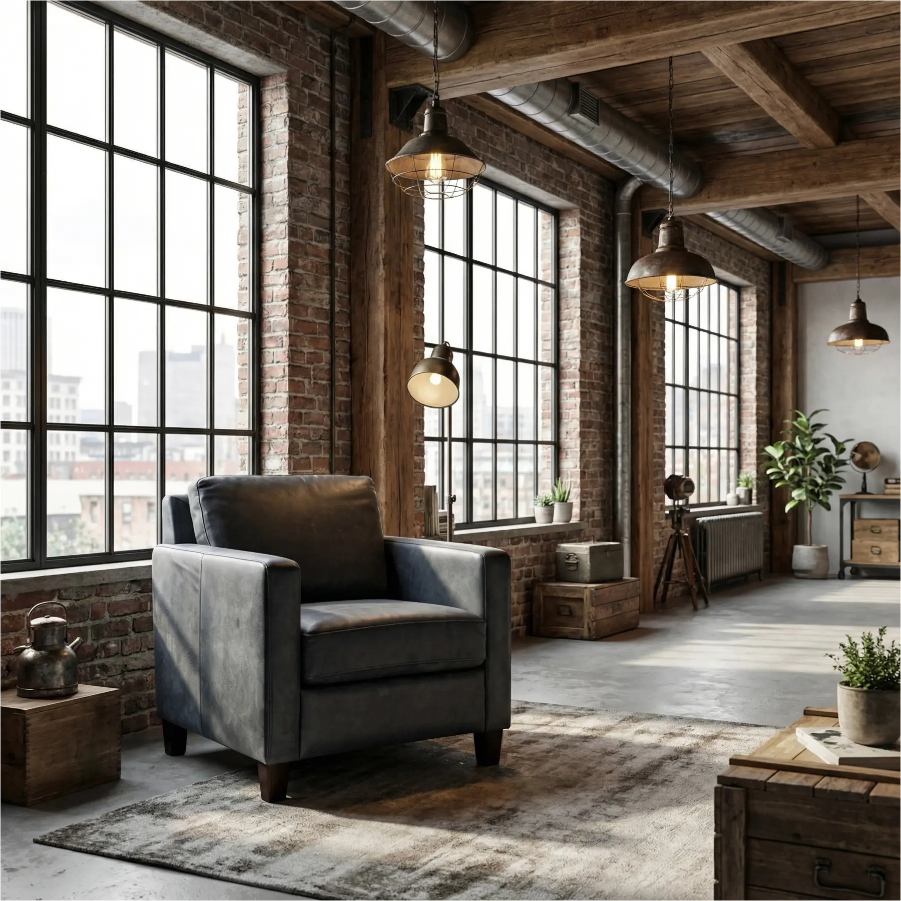 afbeelding van Leren fauteuil Smart - Kenia Denim (blauw) - Poten hout zwart