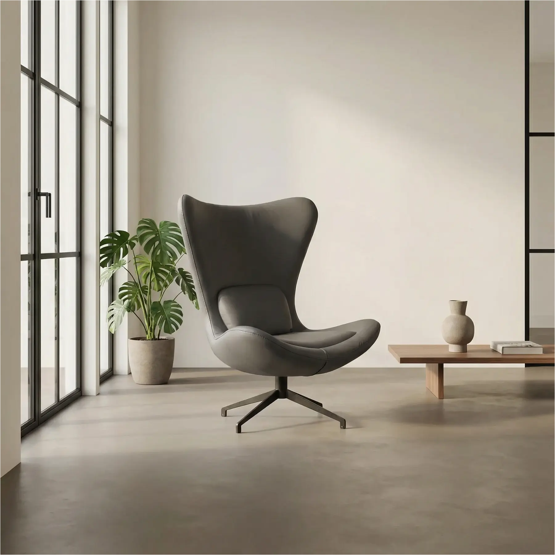 afbeelding van Leren draaifauteuil Soul - Toledo Antracite (donkergrijs) - Stervoet zwart