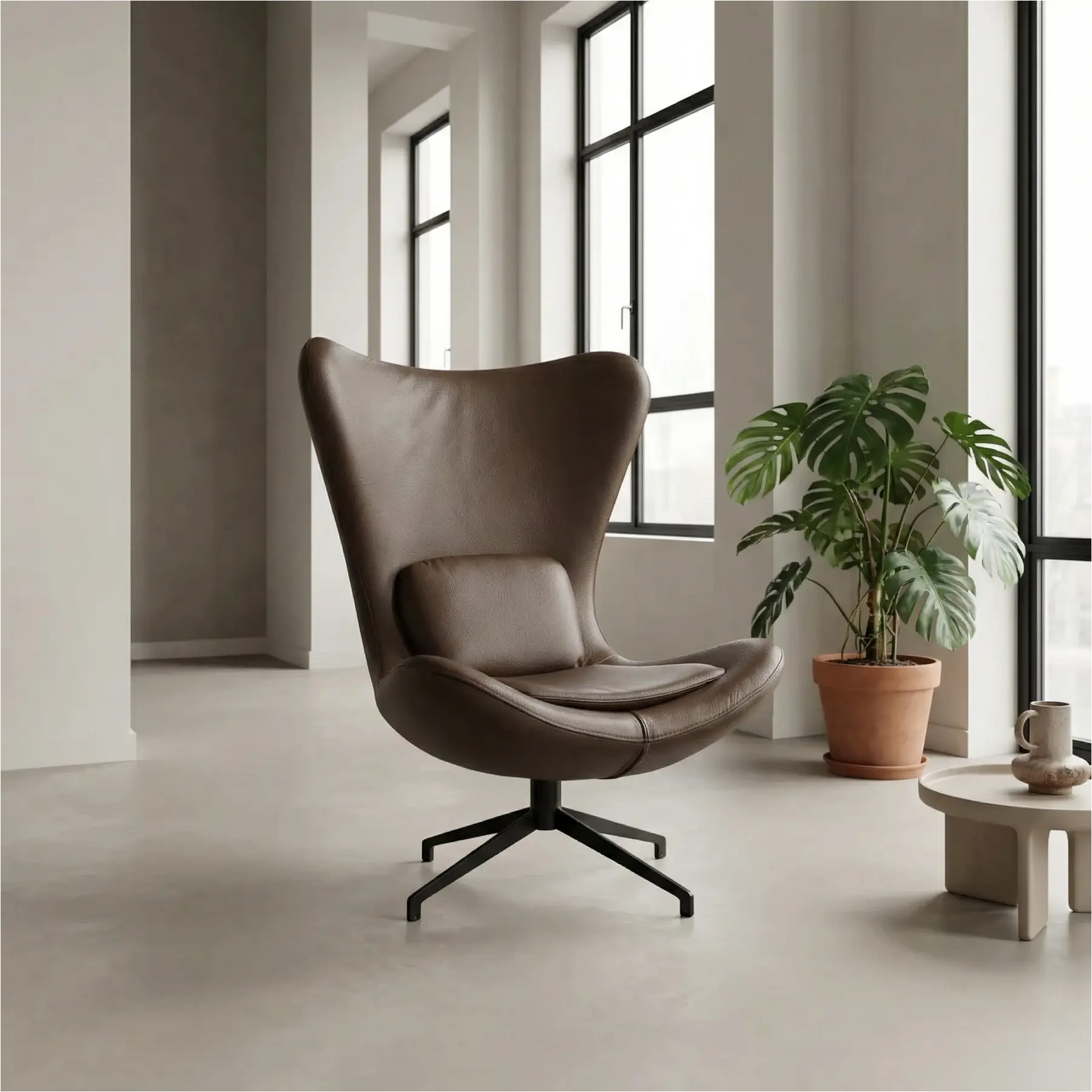 afbeelding van Leren draaifauteuil Soul - Toledo Espresso (bruin) - Stervoet zwart