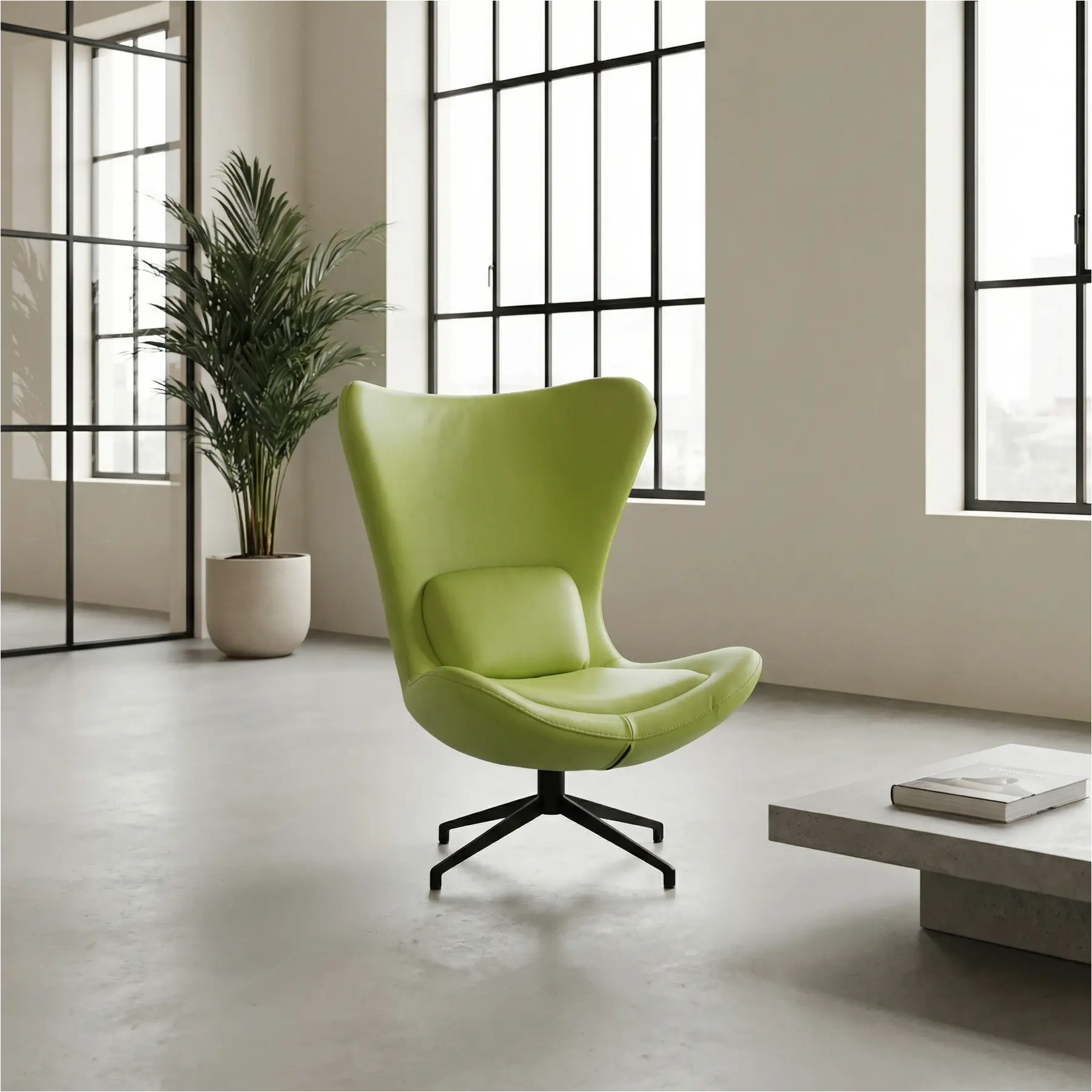 afbeelding van Leren draaifauteuil Soul - Toledo Lime (felgroen) - Stervoet zwart