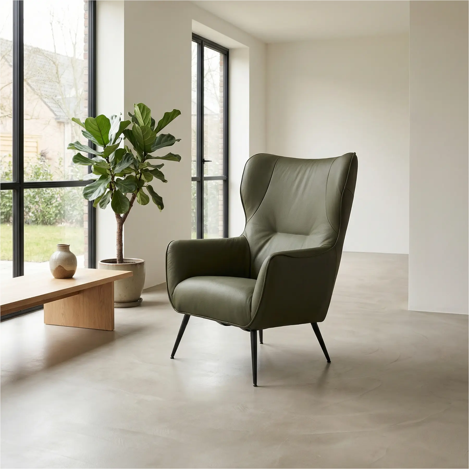 afbeelding van Leren fauteuil Flair - Toledo Olive (olijf/goen)