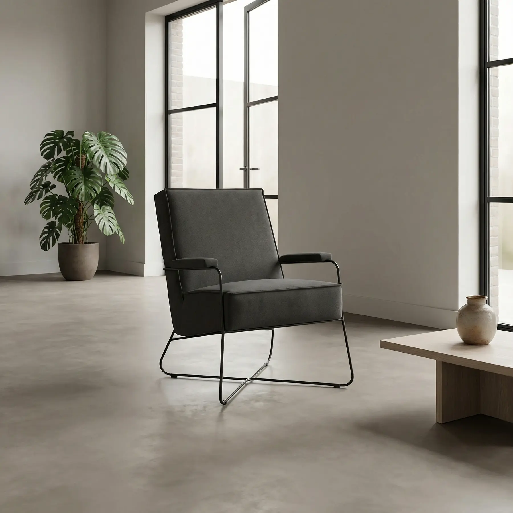 afbeelding van Leren fauteuil Hope - Toledo Antracite (donkergrijs)