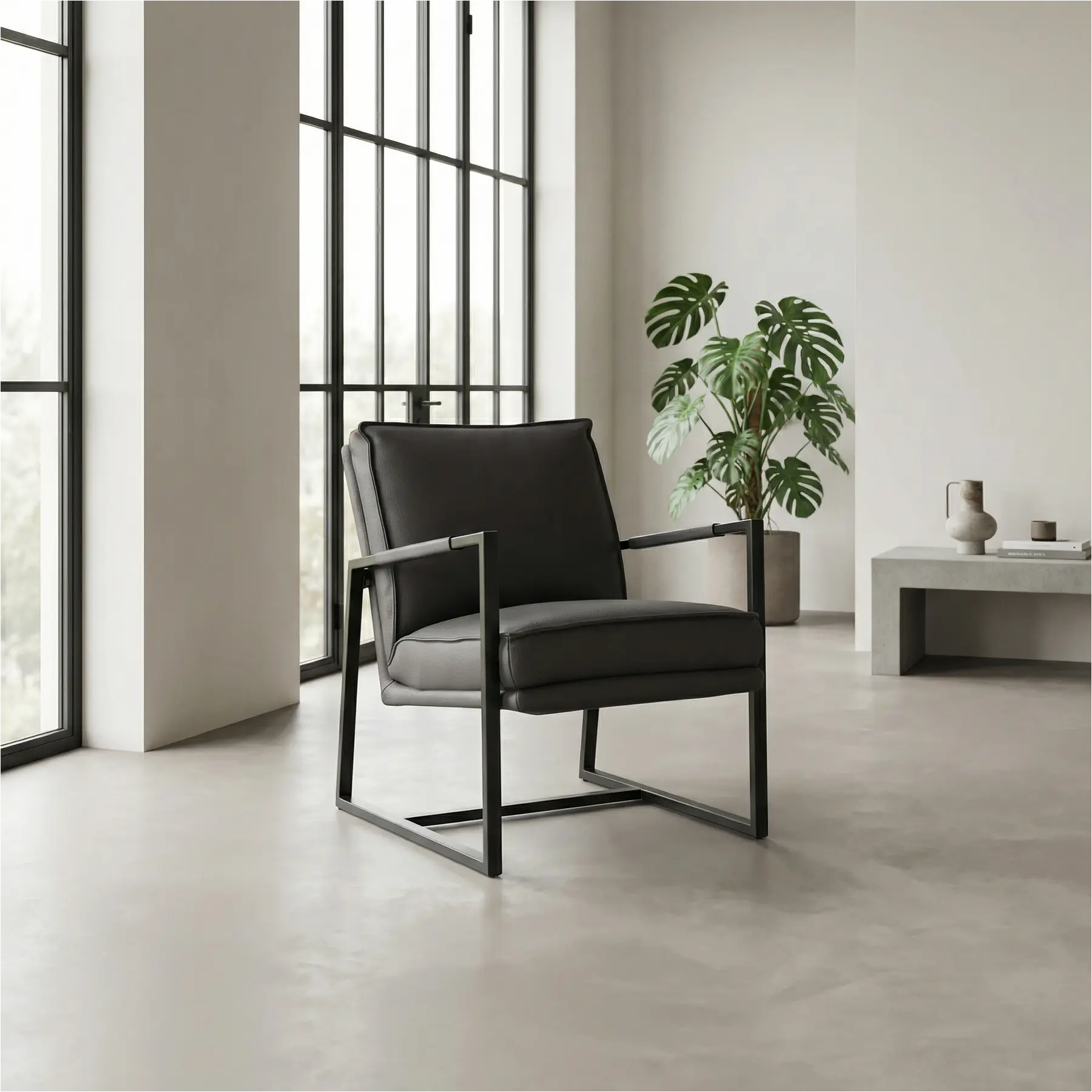 afbeelding van Leren fauteuil Secret - Toledo Antracite (donkergrijs)