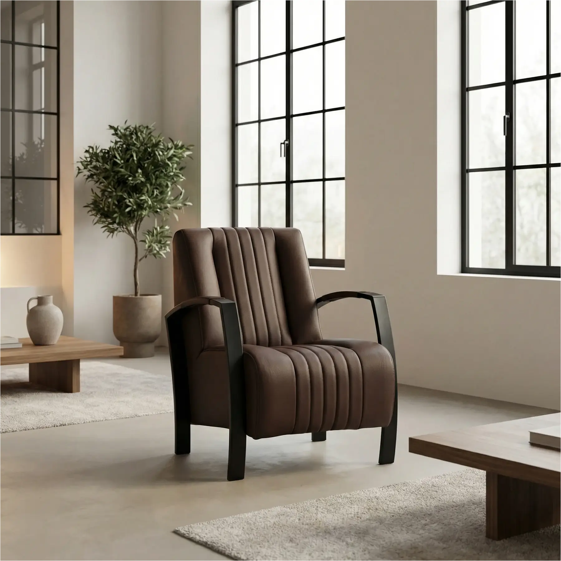 afbeelding van Leren fauteuil Glamour - Toledo Espresso (bruin)