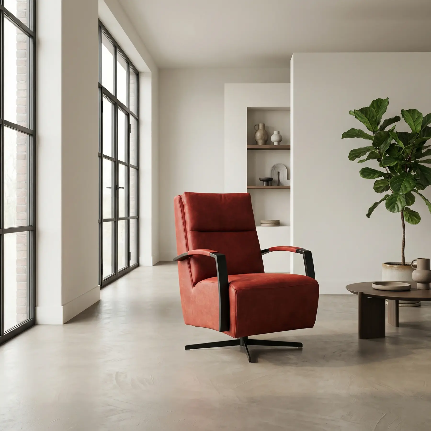 afbeelding van Leren draaifauteuil Award