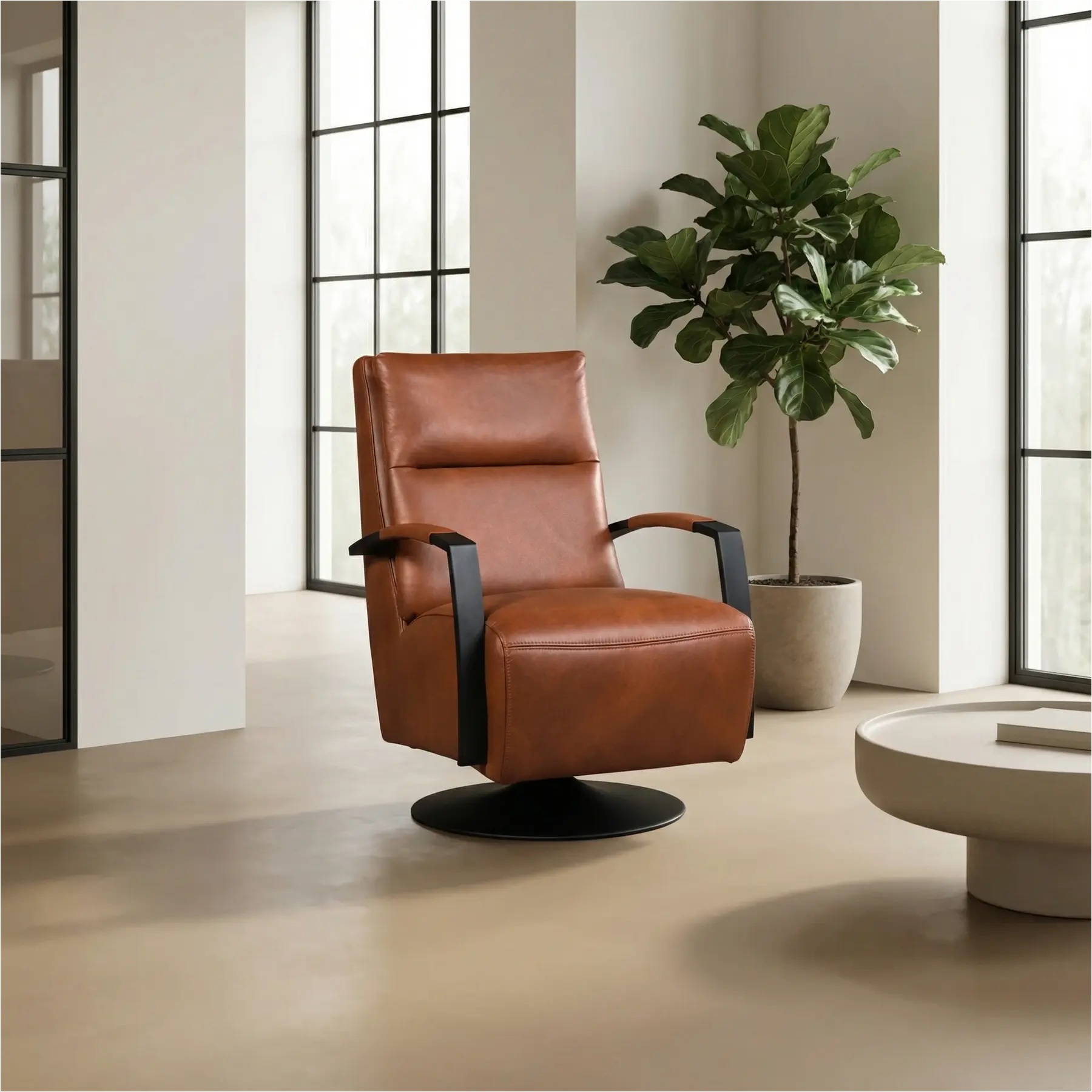 afbeelding van Leren draaifauteuil Award