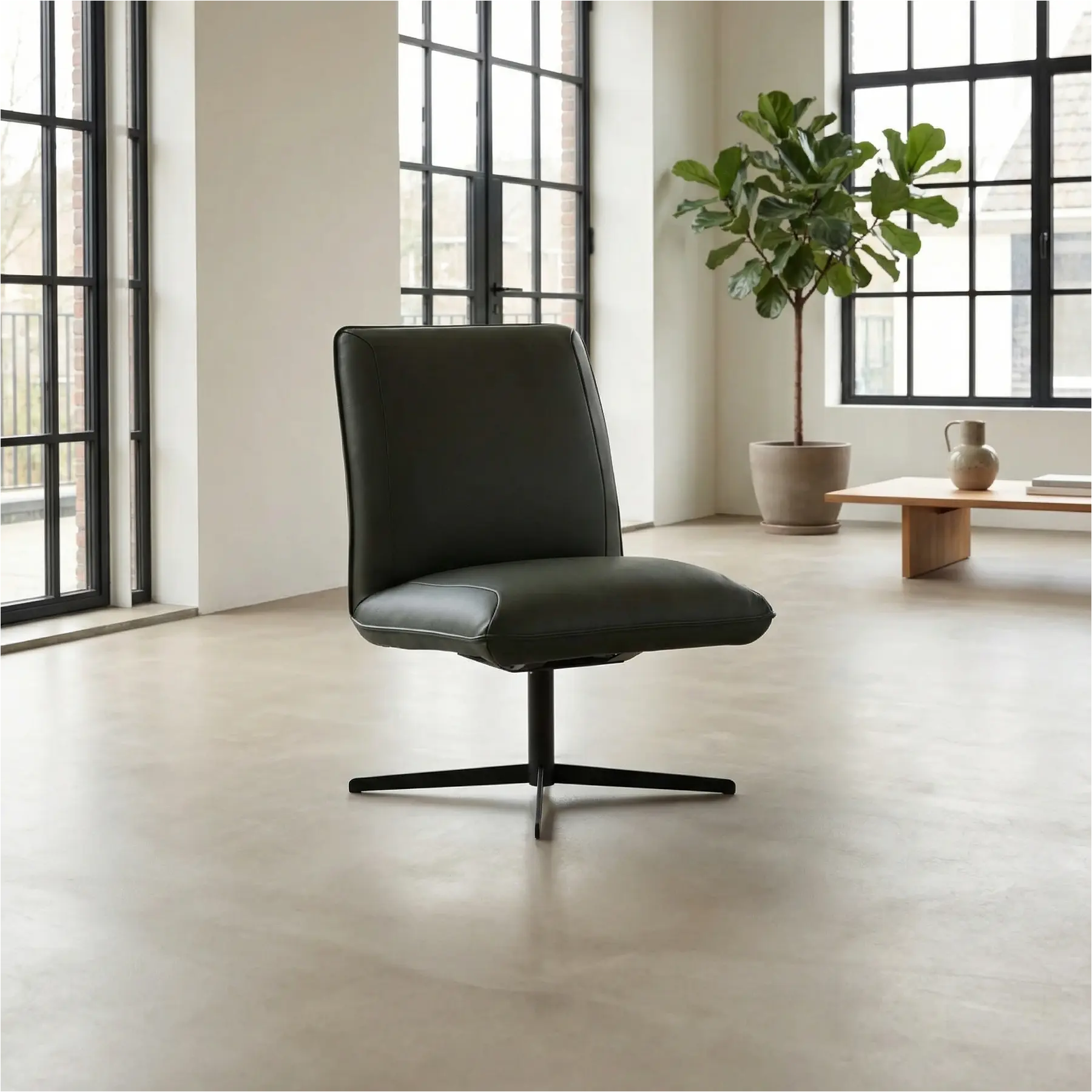 afbeelding van Groene Leren draaifauteuil Loyal - Toledo Leer Verde (donkergroen)