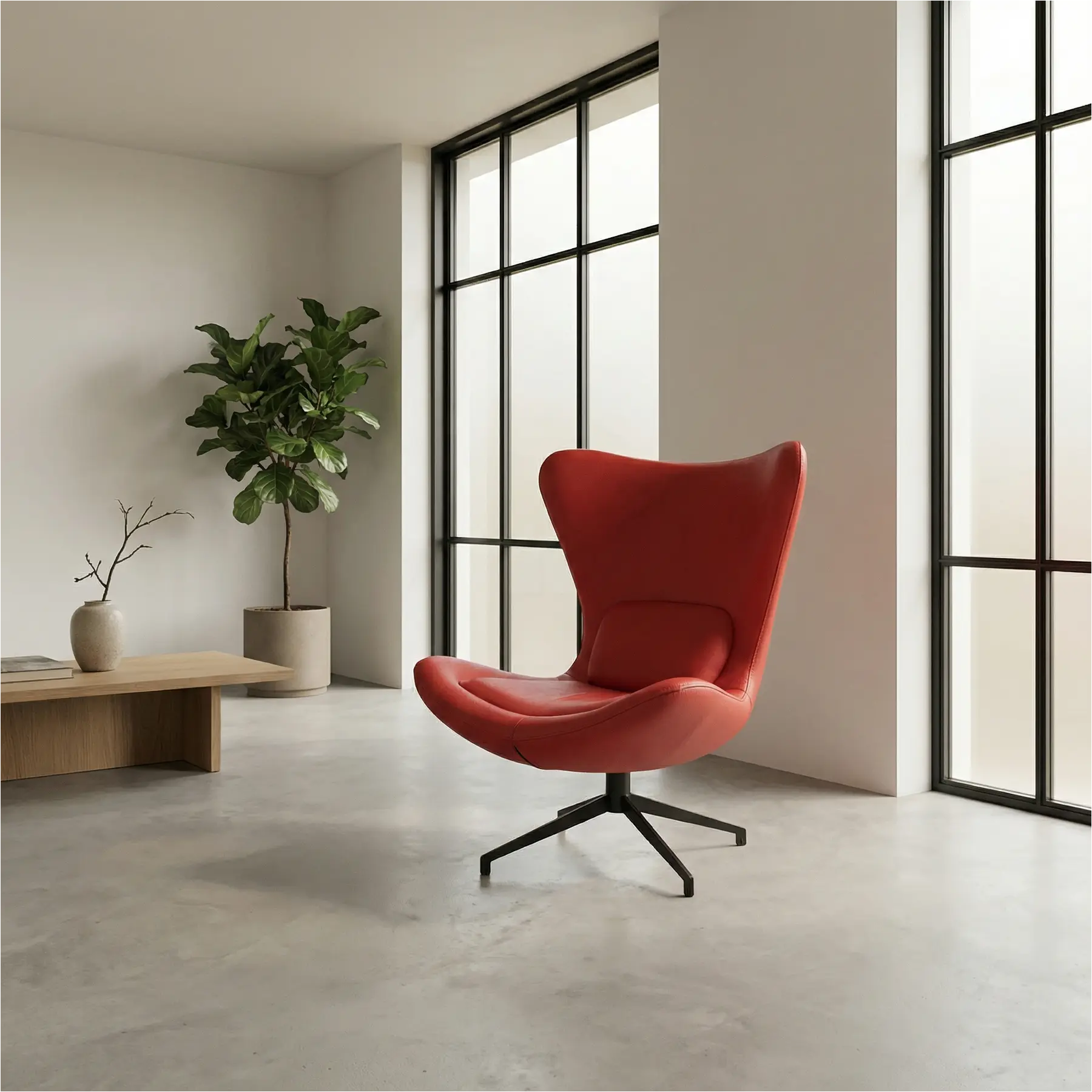 afbeelding van Leren draaifauteuil Soul - Toledo Ferrari (felrood) - Stervoet zwart