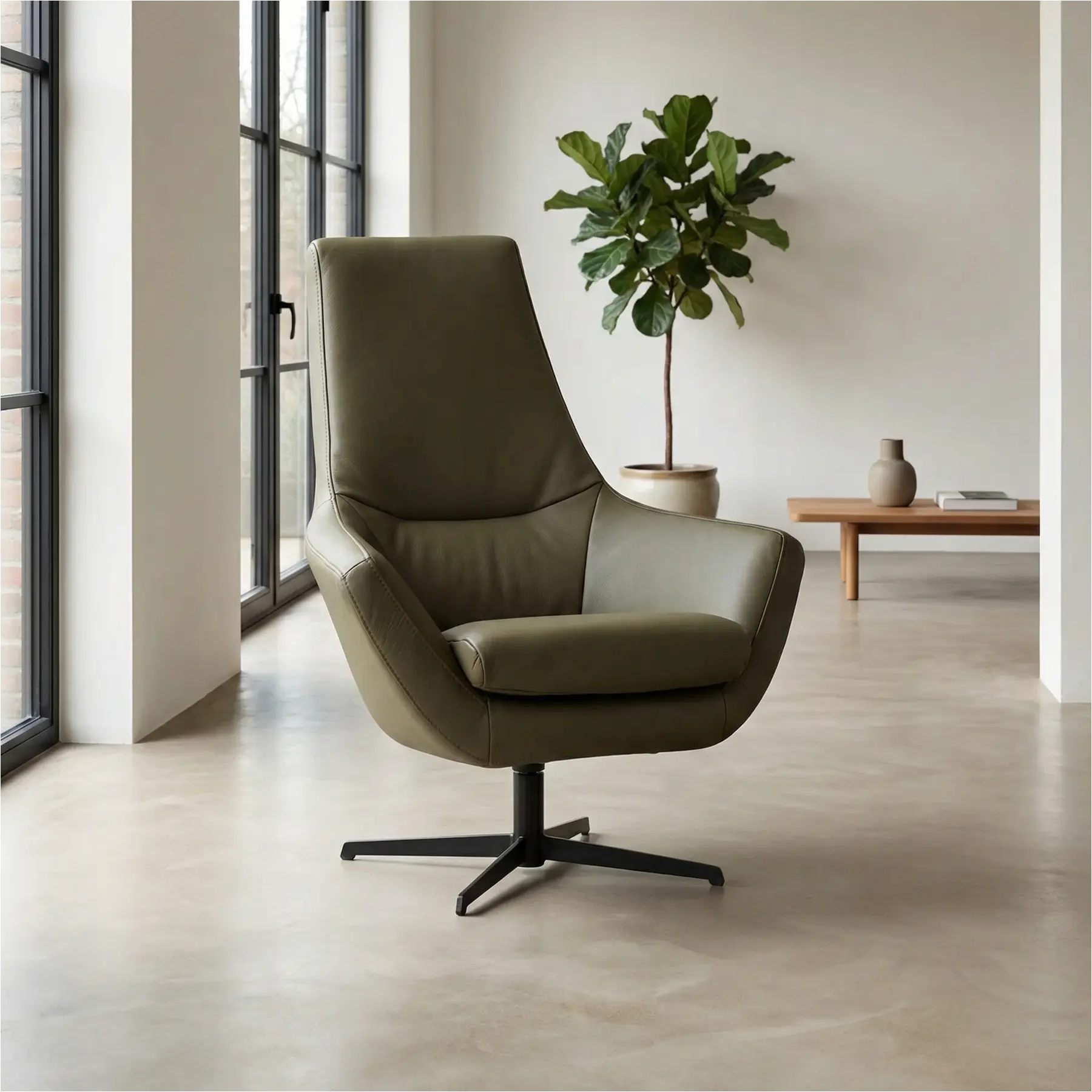 afbeelding van Leren draaifauteuil Treat
