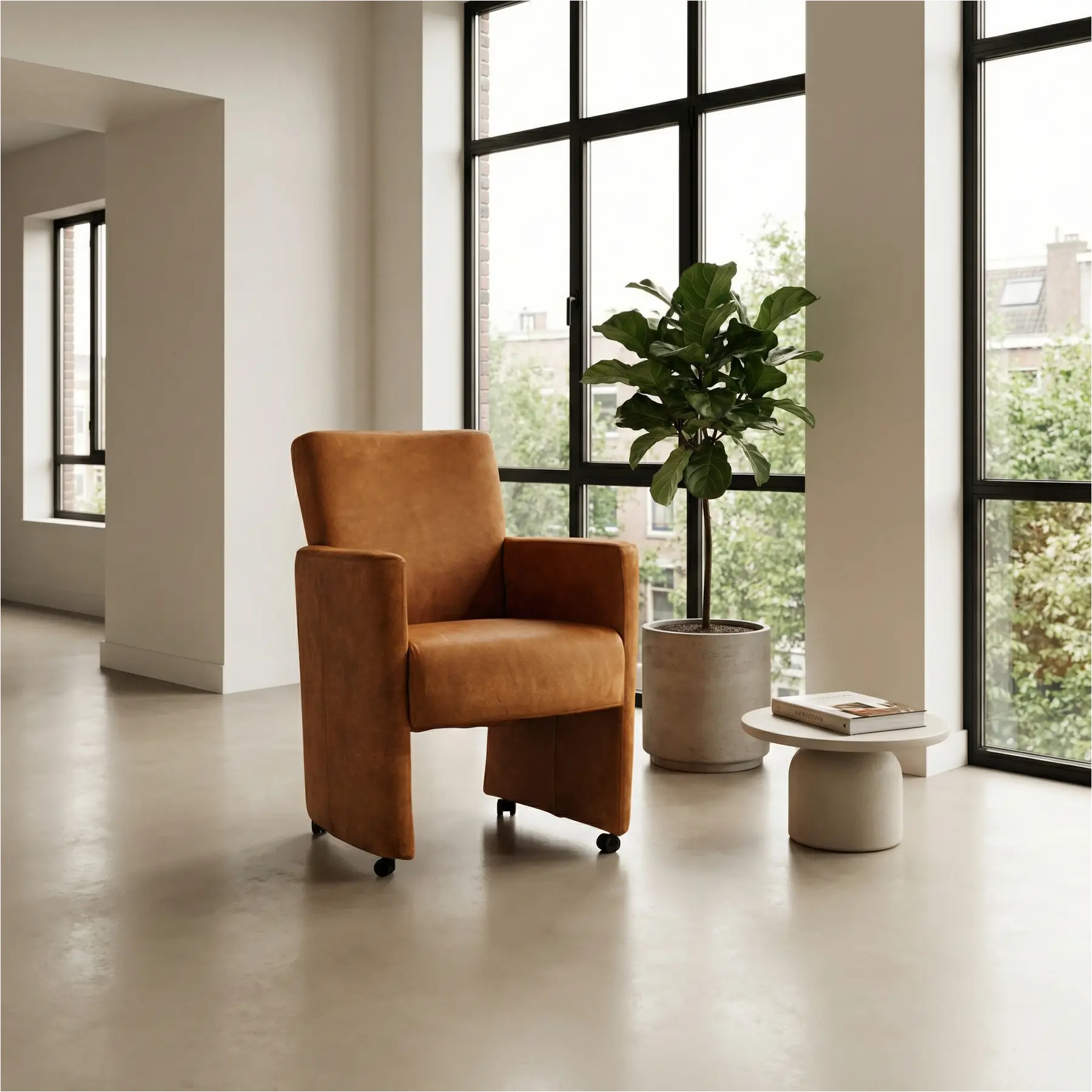 afbeelding van Leren eetkamerstoel Elegant - Kenia Cognac (cognac) - Zonder handgreep