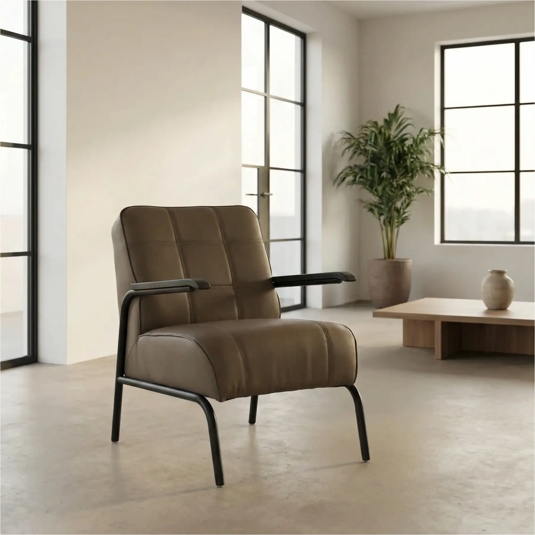 afbeelding van Leren fauteuil Ahead - Hermes Lever (bruin)