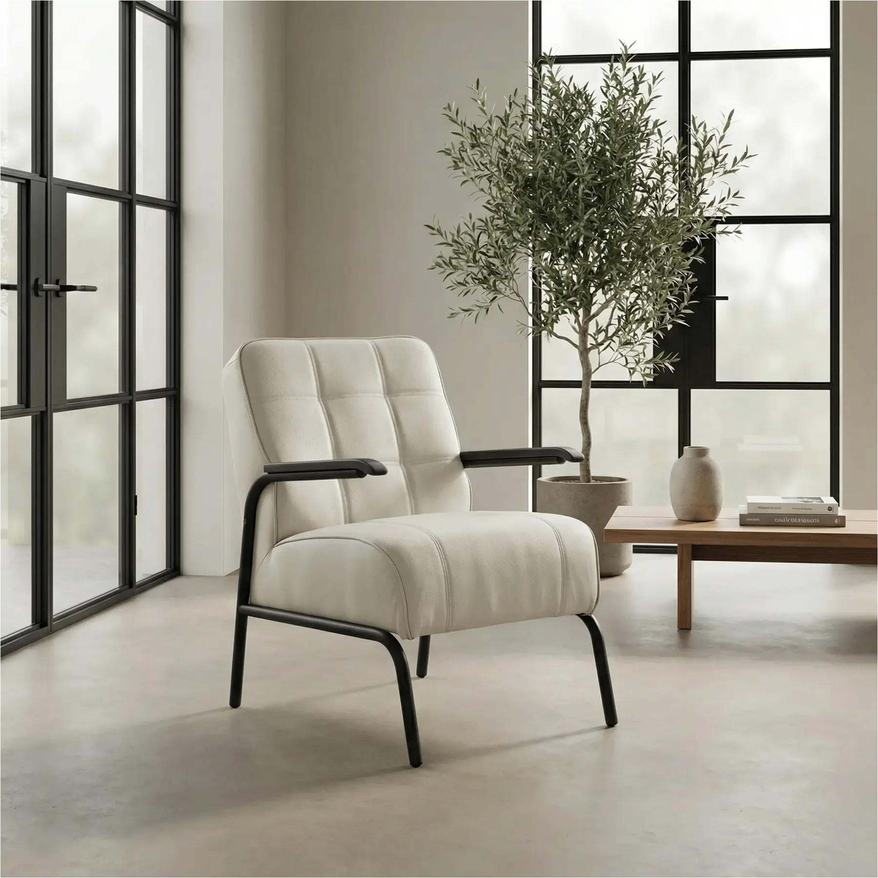 afbeelding van Leren fauteuil Ahead - Toledo Nebbia (crème)