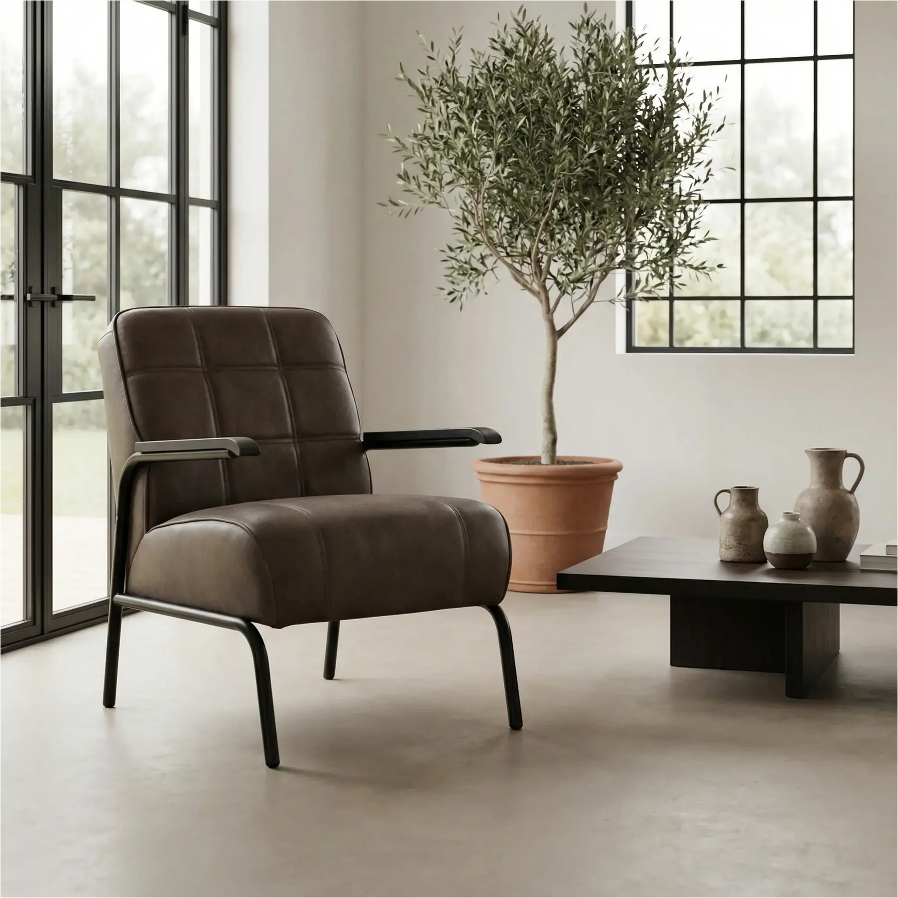 afbeelding van Leren fauteuil Ahead - Vintage Elephant (donkerbruin)