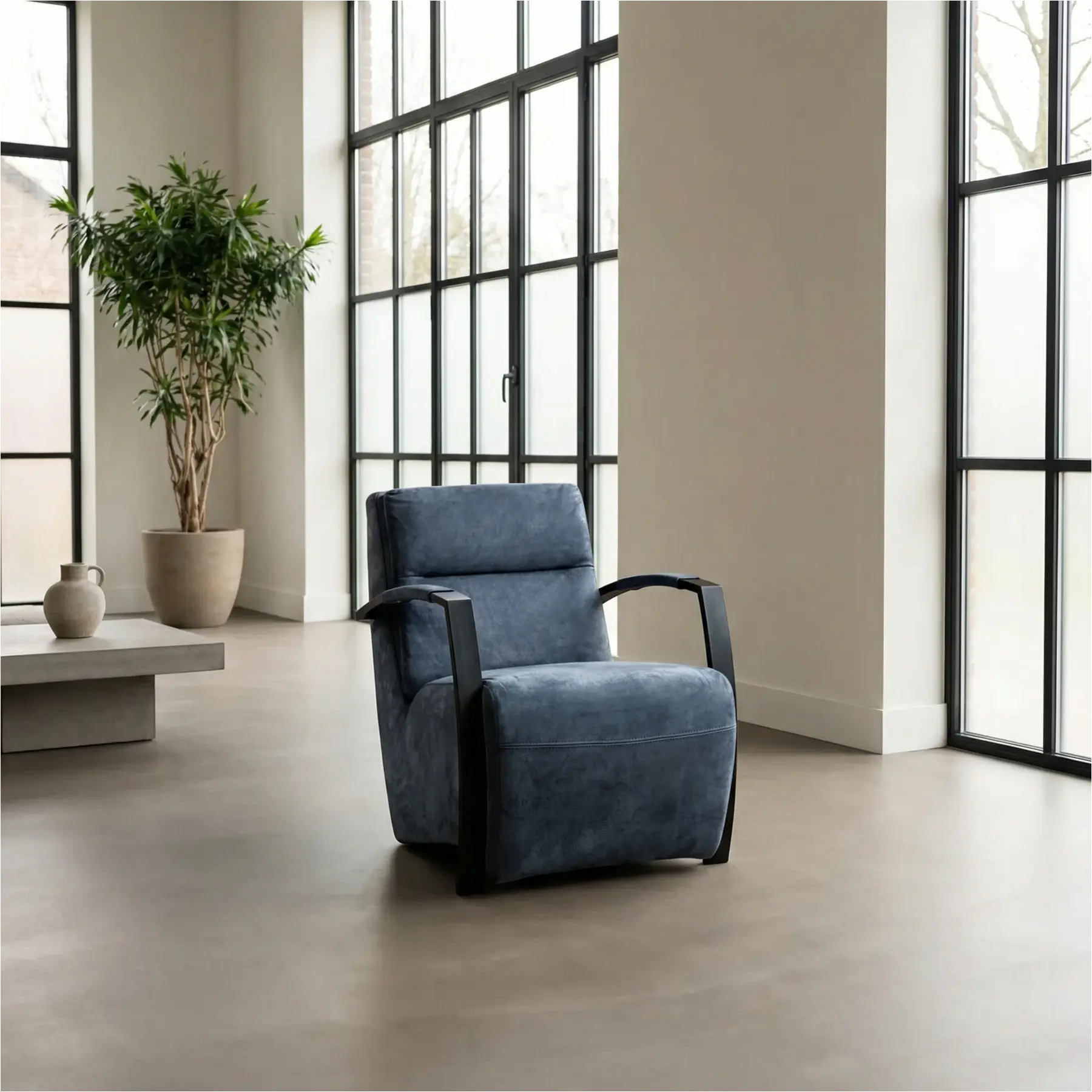 afbeelding van Leren fauteuil Arrival - Kenia Denim (blauw)